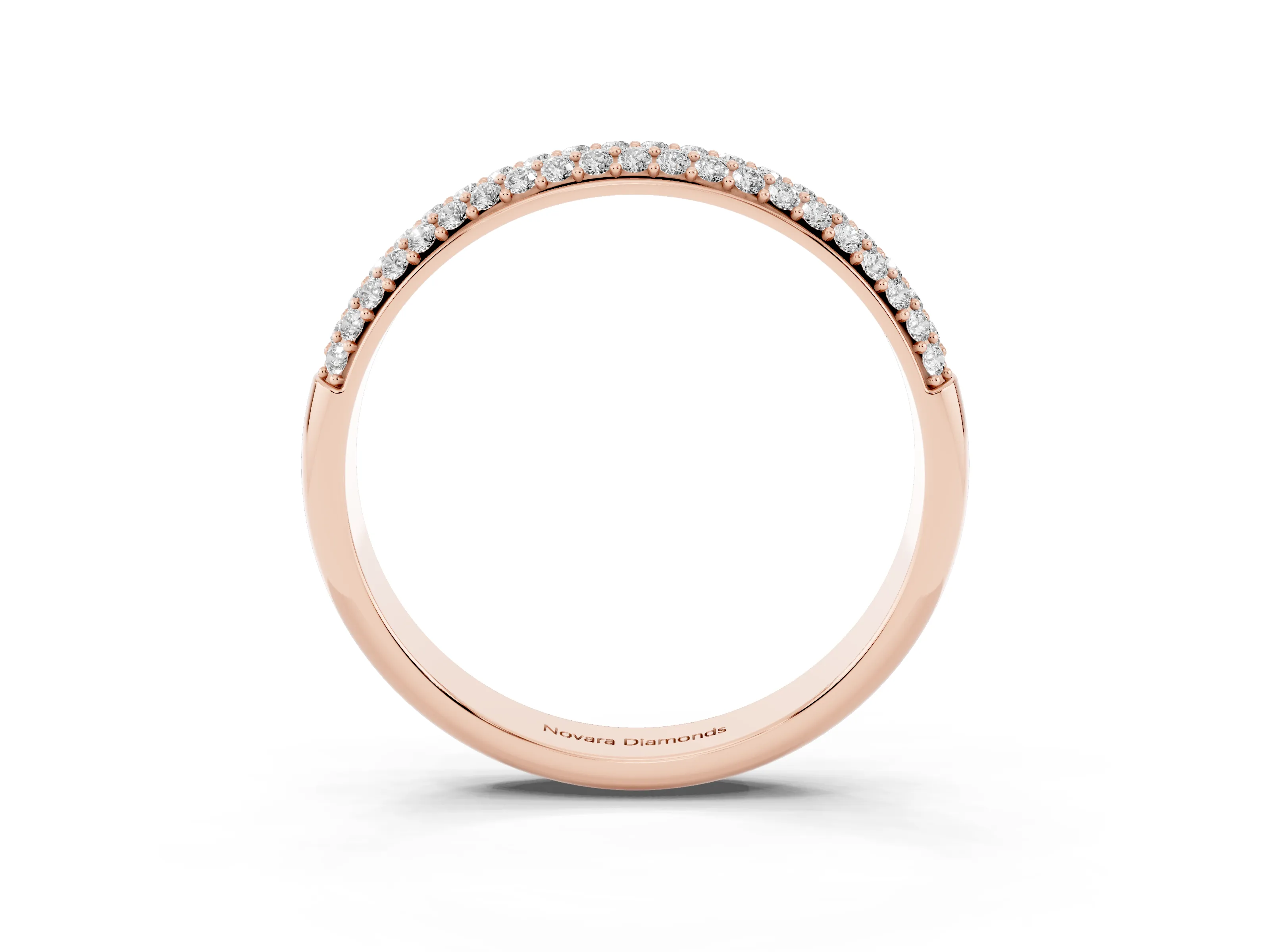 Round Diamond Three-Row Pavé Eternity Band Set in Rose gold with Shared Prongs