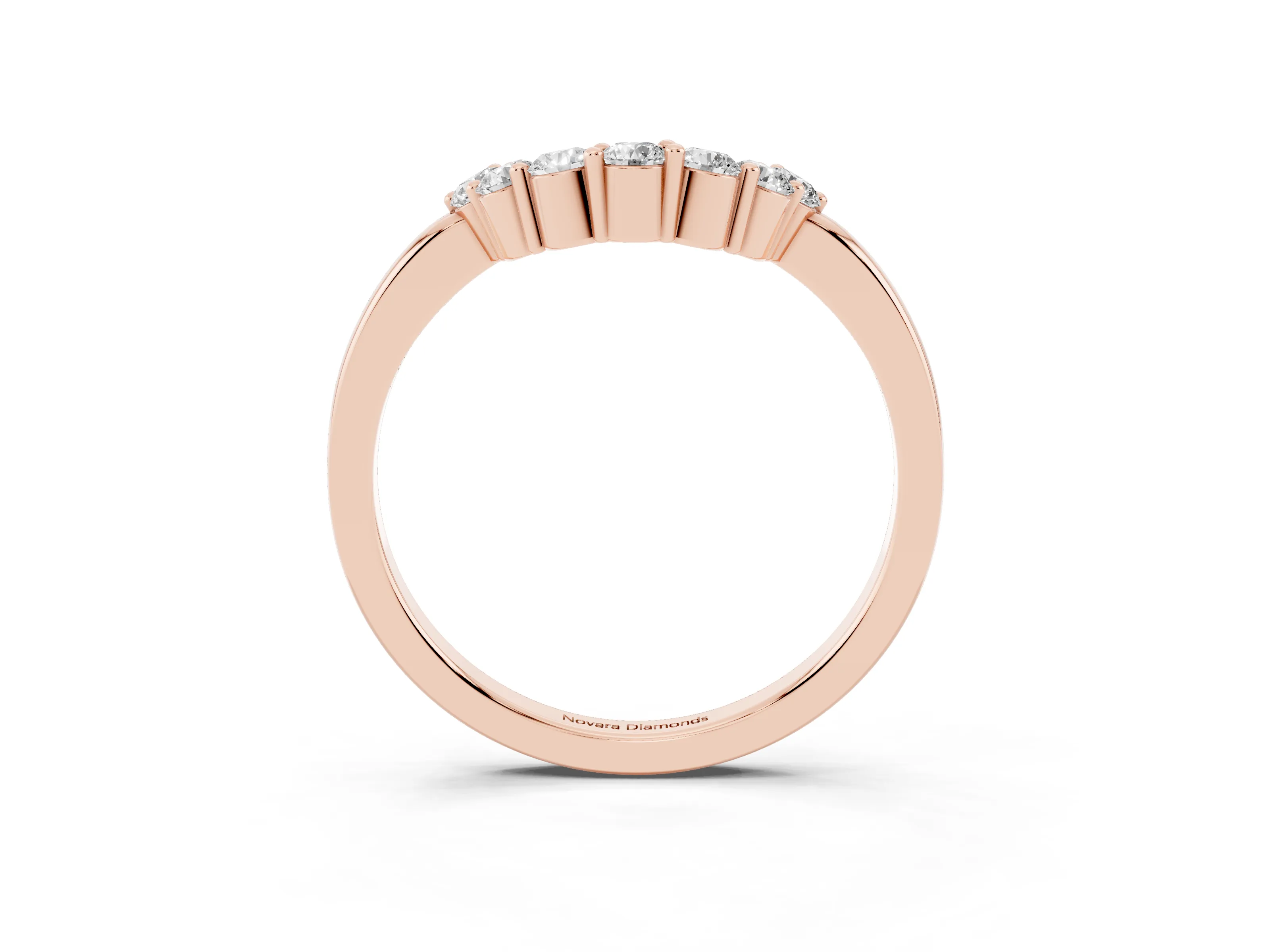 Round Diamond Curved Pavé Band Set in Rose gold with Prong Setting