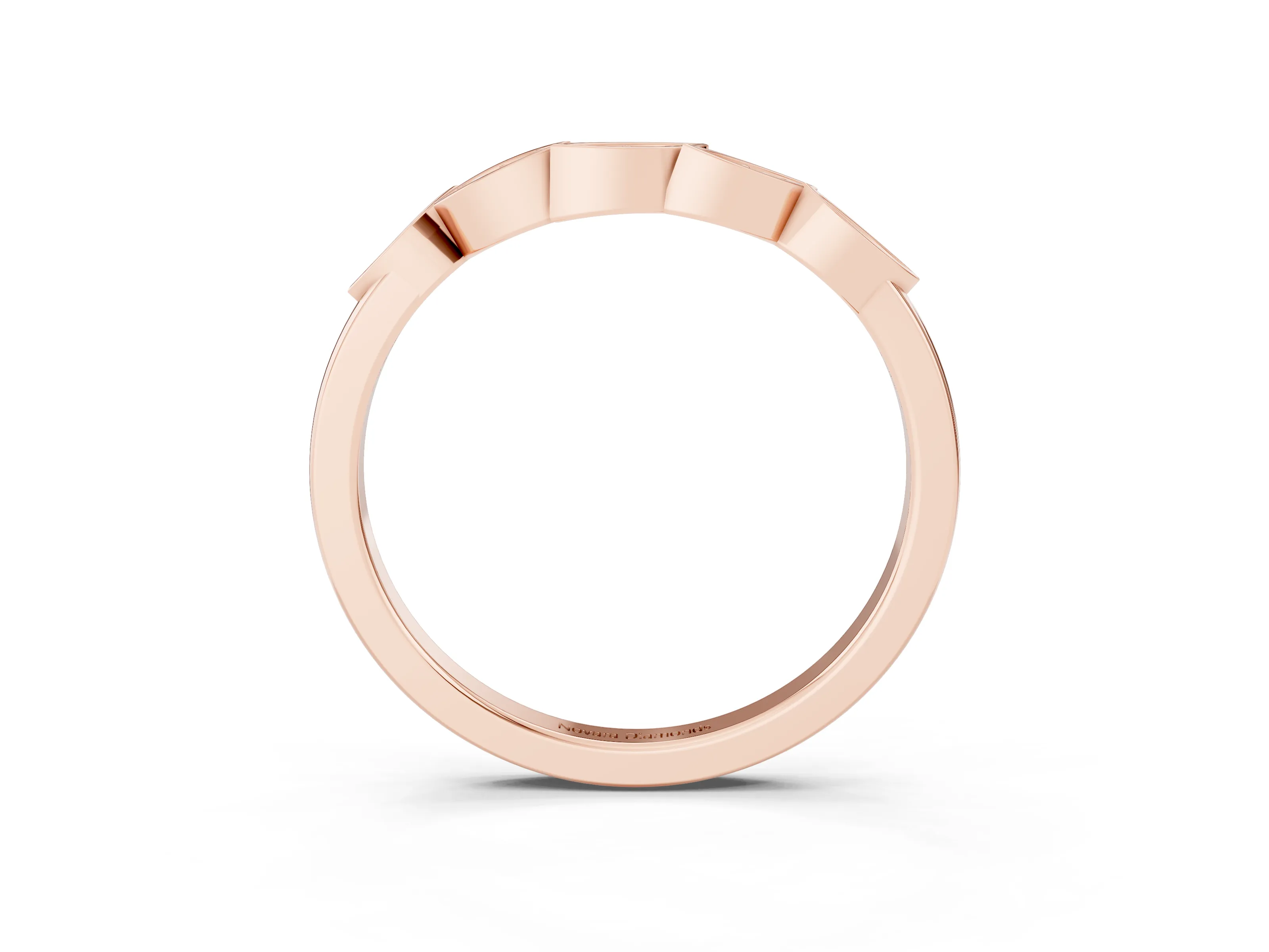 Marquise Diamond Leaf Eternity Band Set in Rose gold with Bezel Setting