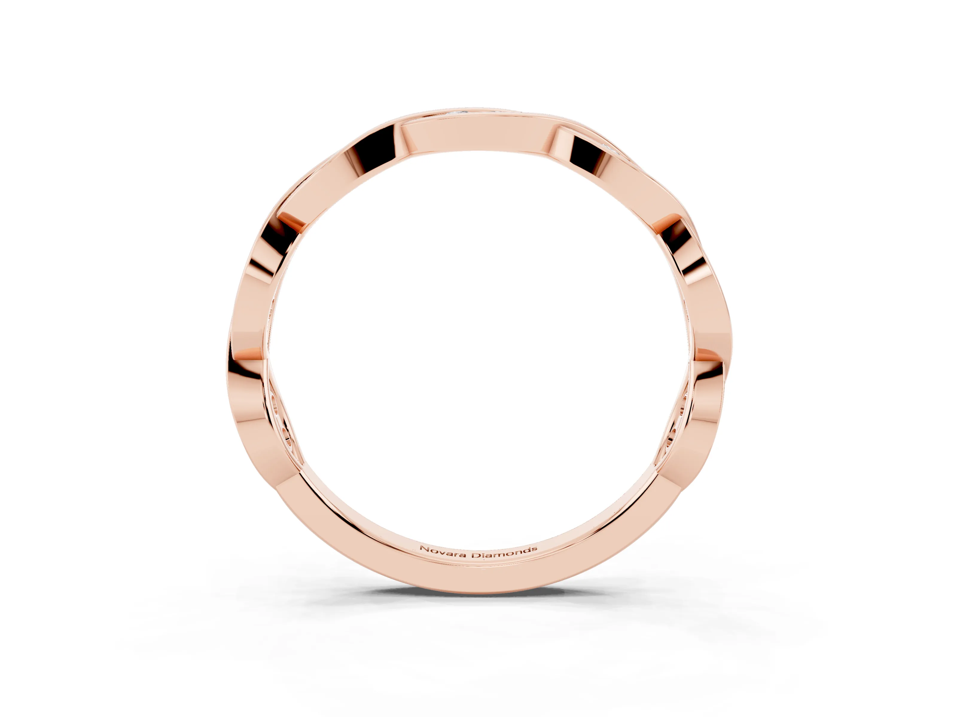 Round Diamond Twist Eternity Band Set in Rose gold with Bezel Setting