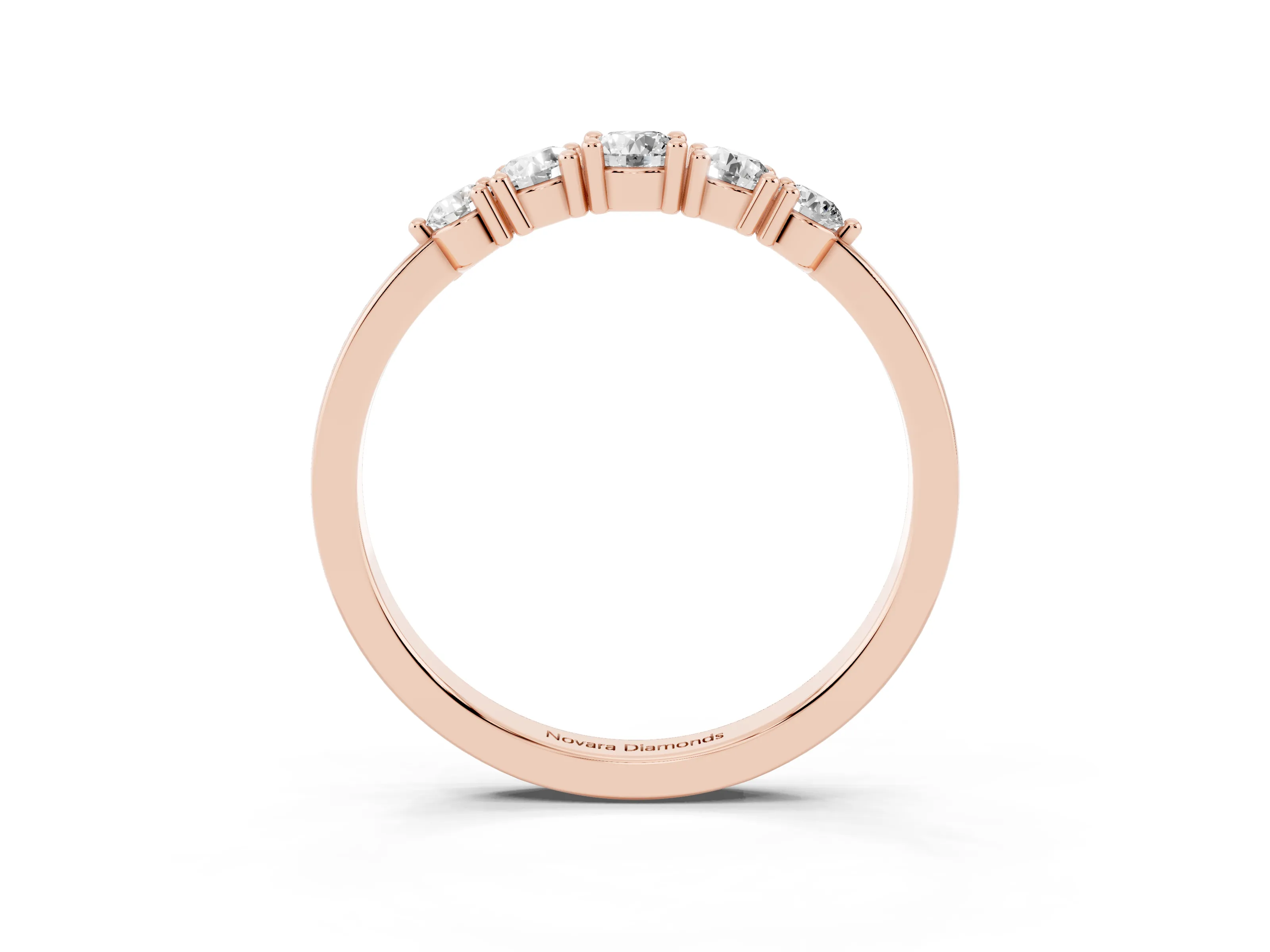 Round Diamond Half Eternity Band Set in Rose gold with Prong Setting