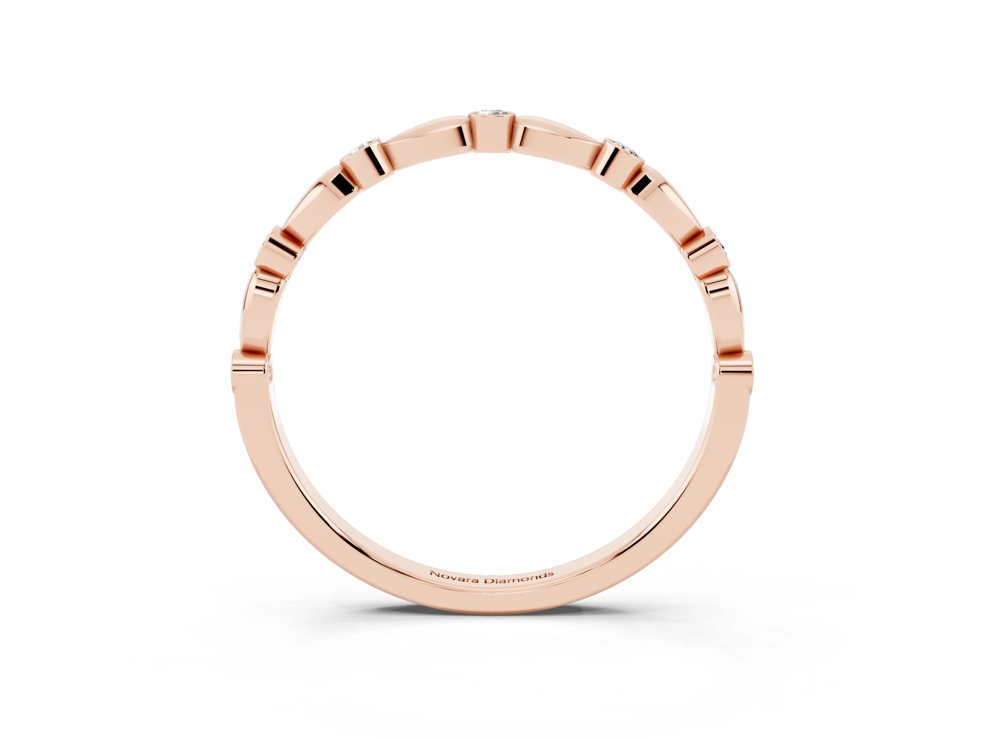 Round Diamond Eternity Band Set in Rose gold with Bezel Setting and Marquise Metal Accents