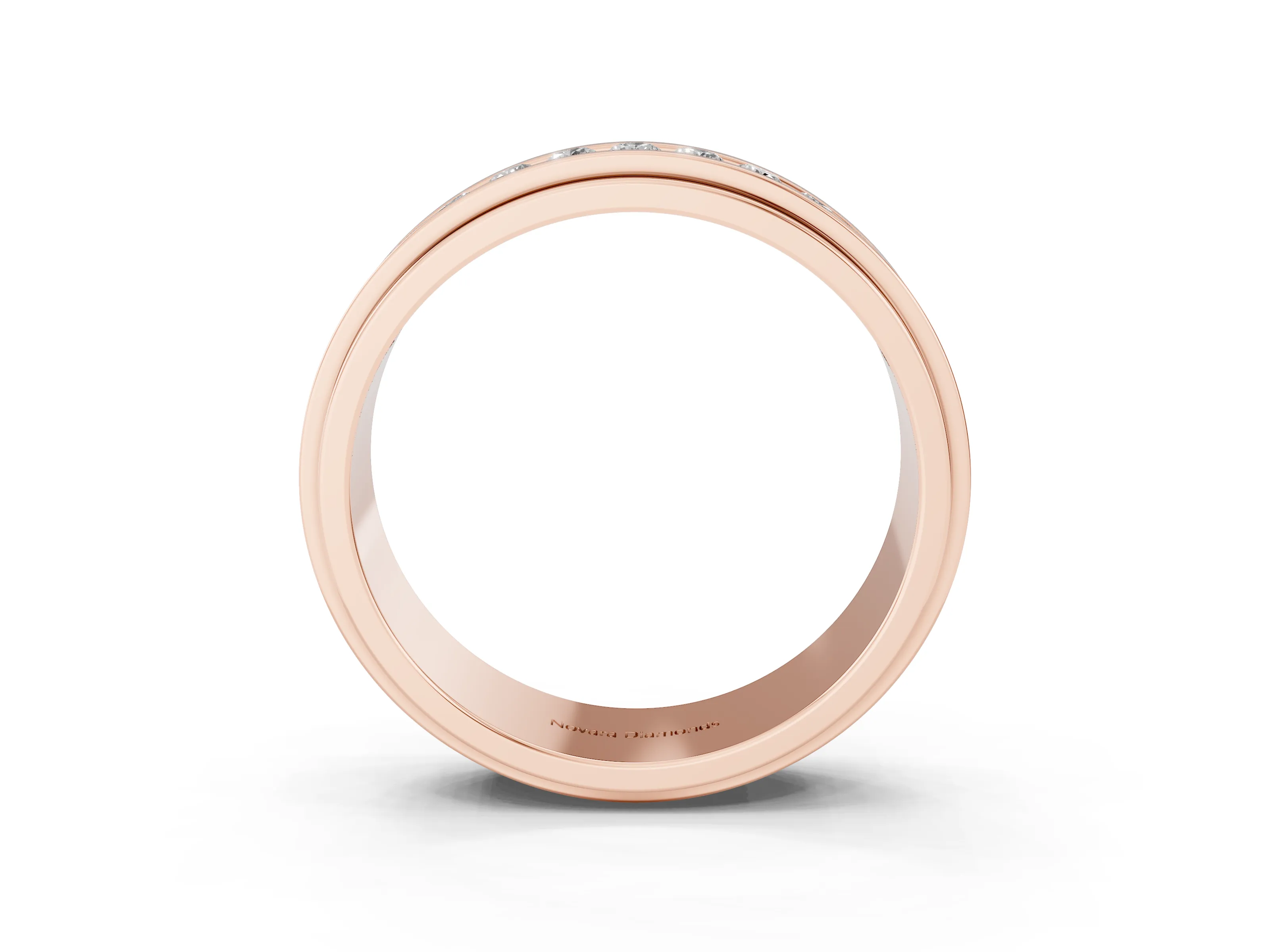 Round Diamond Seven-Stone Channel Mens Band Set in Rose gold with Recessed Setting
