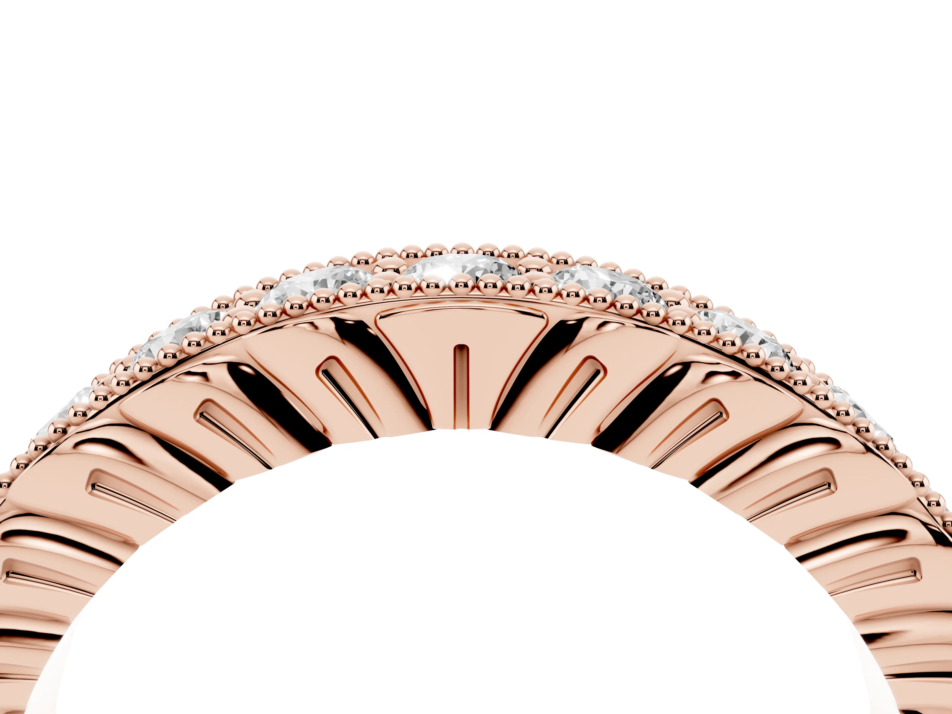 Round Diamond Full Circle Eternity Band Set in Rose gold with Channel Setting