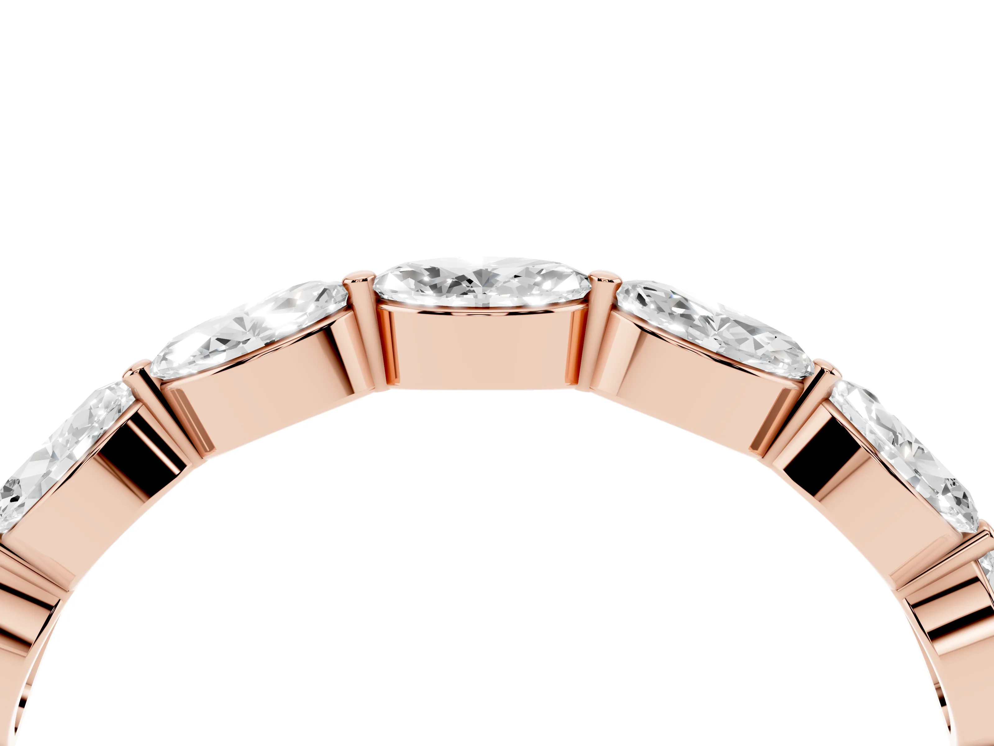 Marquise Diamond Half Eternity Band Set in Rose gold with Prong Setting