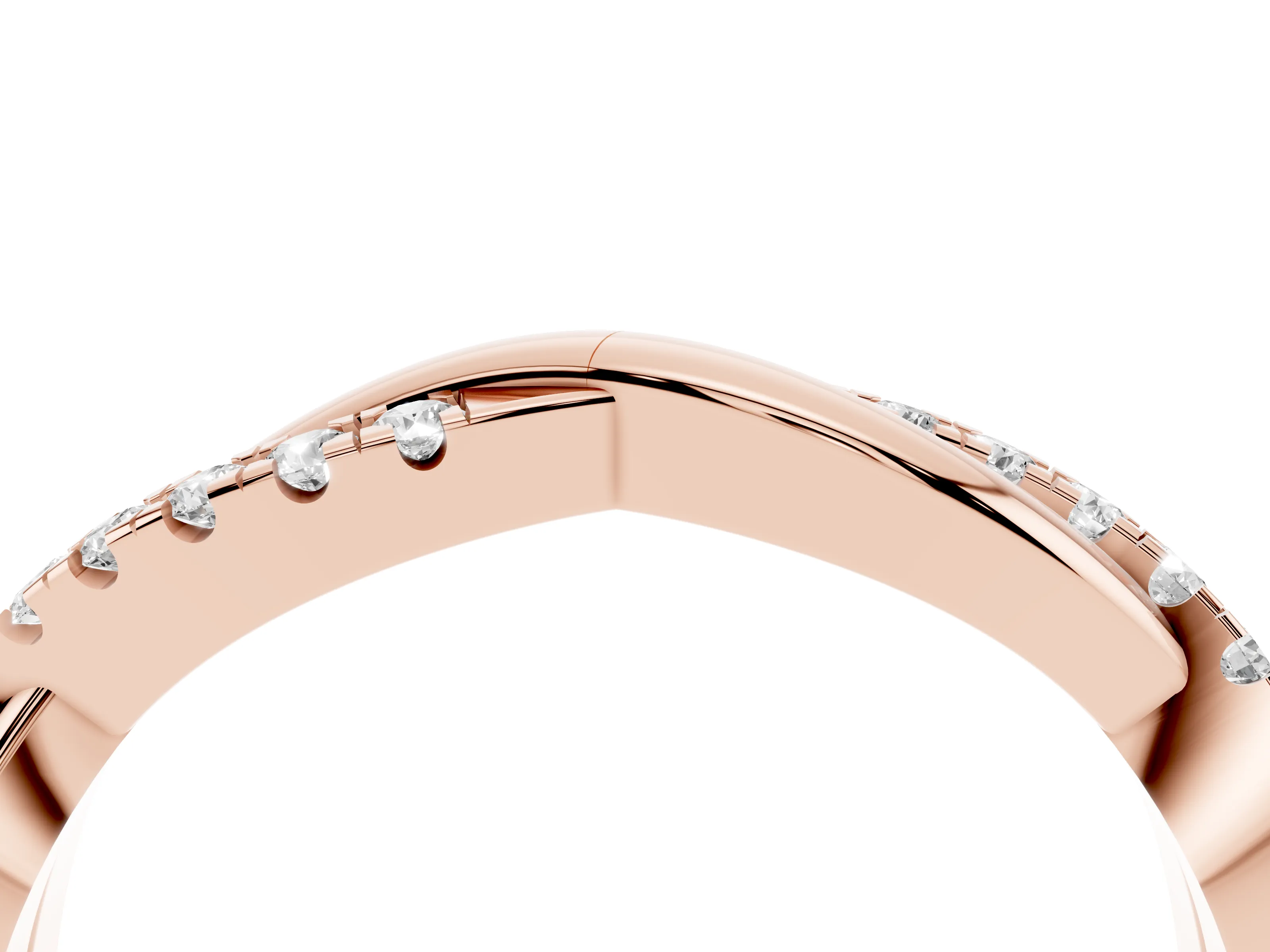 Round Diamond Twisted Infinity Band Set in Rose gold with Spaced Prong Settings