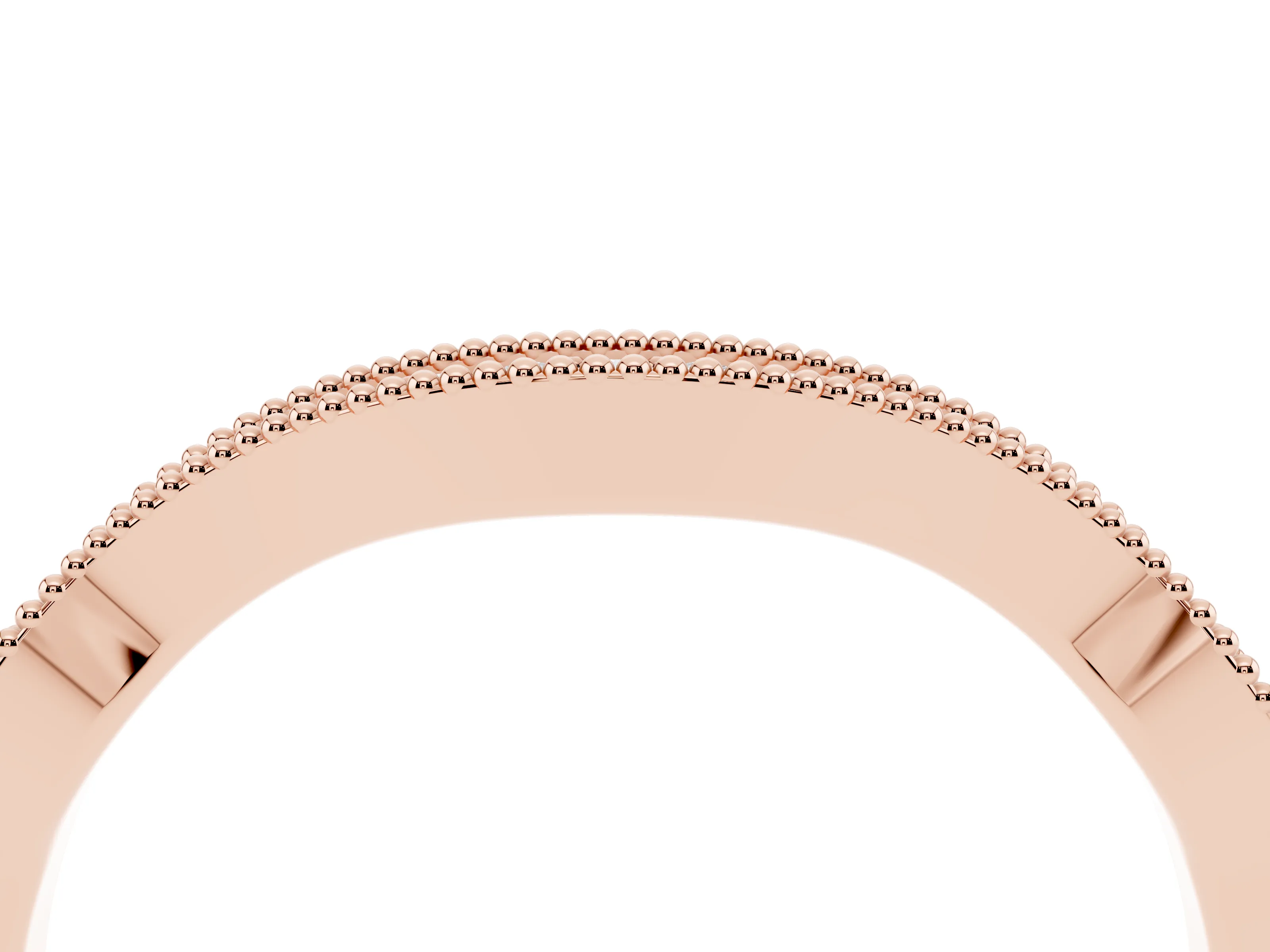Round Diamond Curved Pavé Band Set in Rose gold with Milgrain Detailing