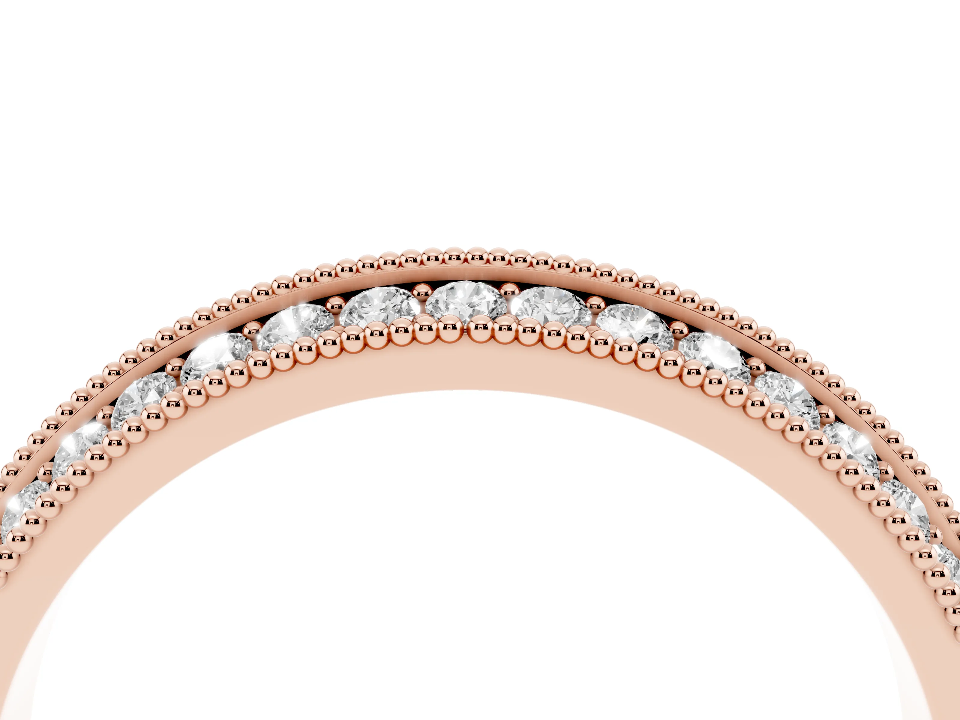 Round Diamond Milgrain Pavé Eternity Band Set in Rose gold