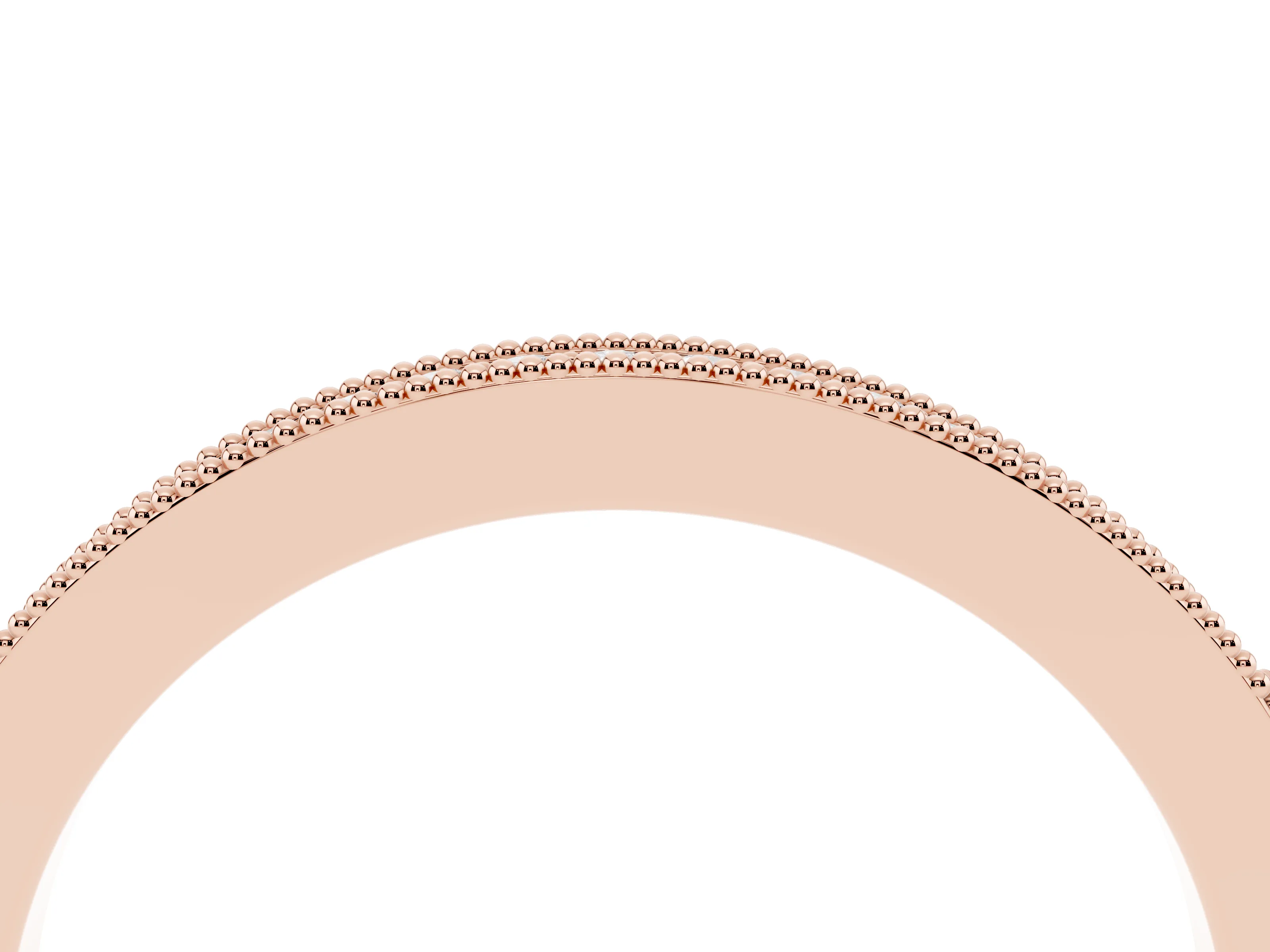 Round Cut Diamond Pavé Eternity Band Set in Rose gold with Beaded Milgrain Edge