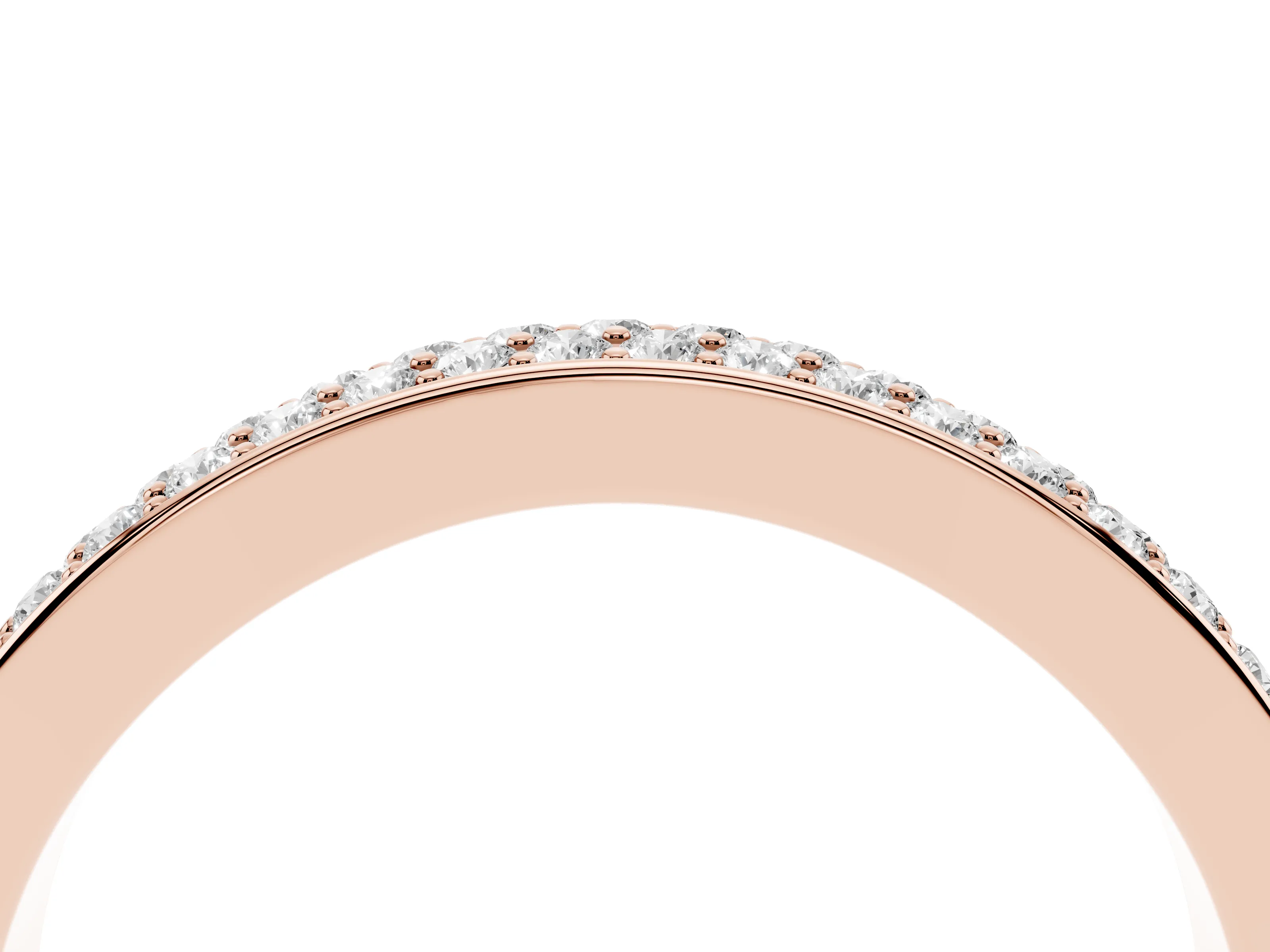 Round Diamond Pavé Contour Band Set in Rose gold