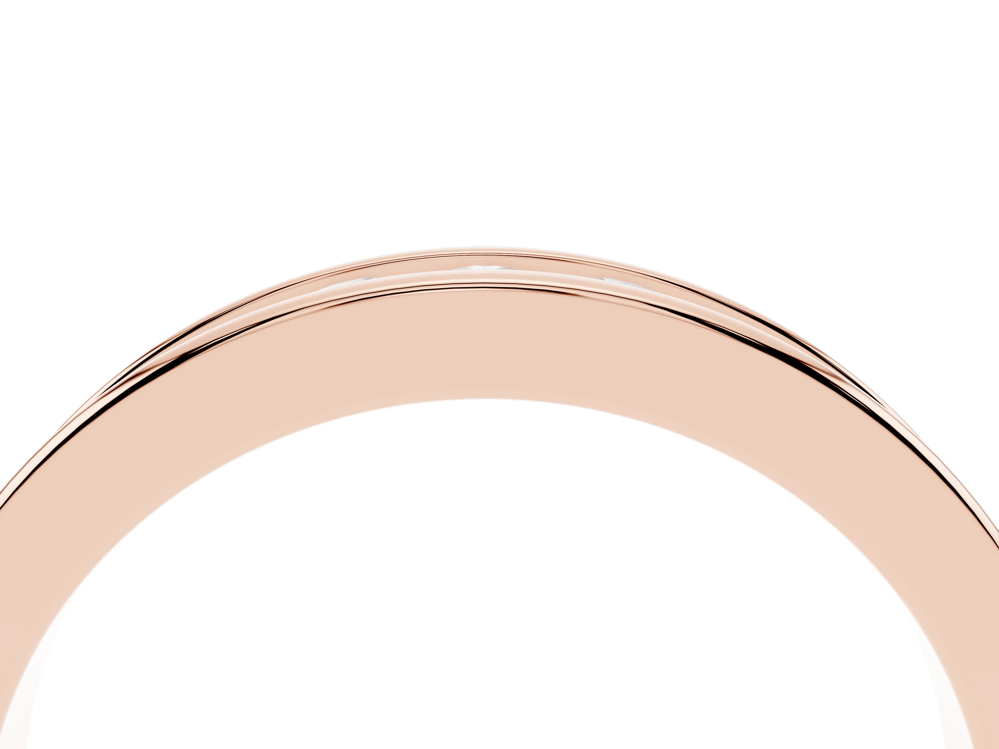Round Diamond Channel Eternity Band Set in Rose gold with Smooth Metal Walls