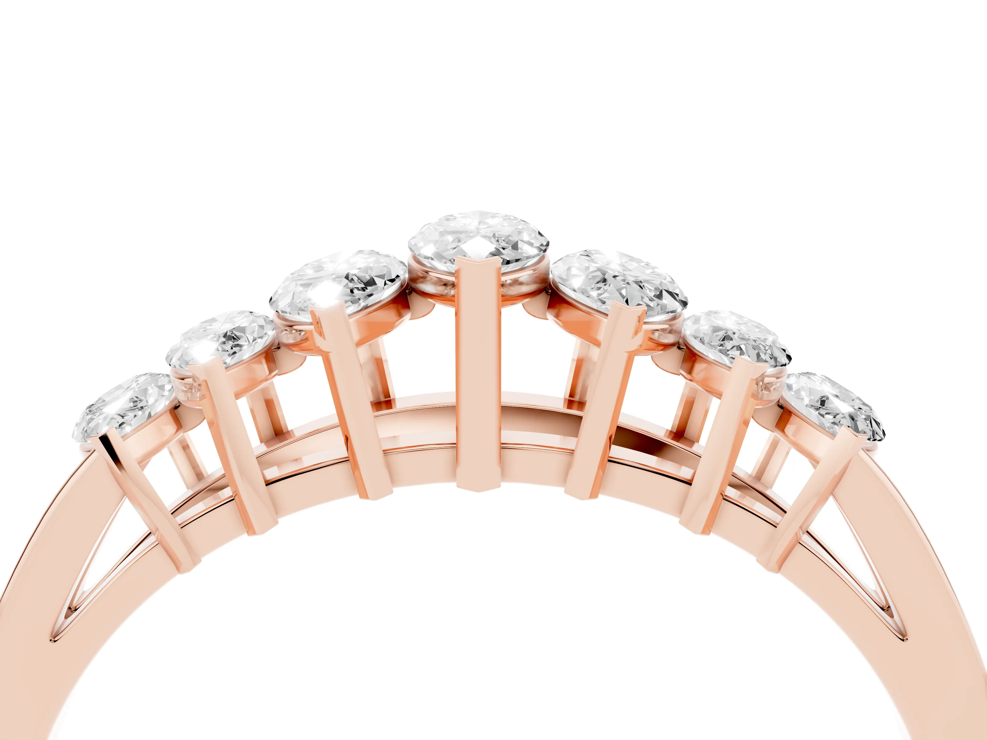 Marquise Diamond Half Eternity Band Set in Rose gold with Seven Prong-Set Stones
