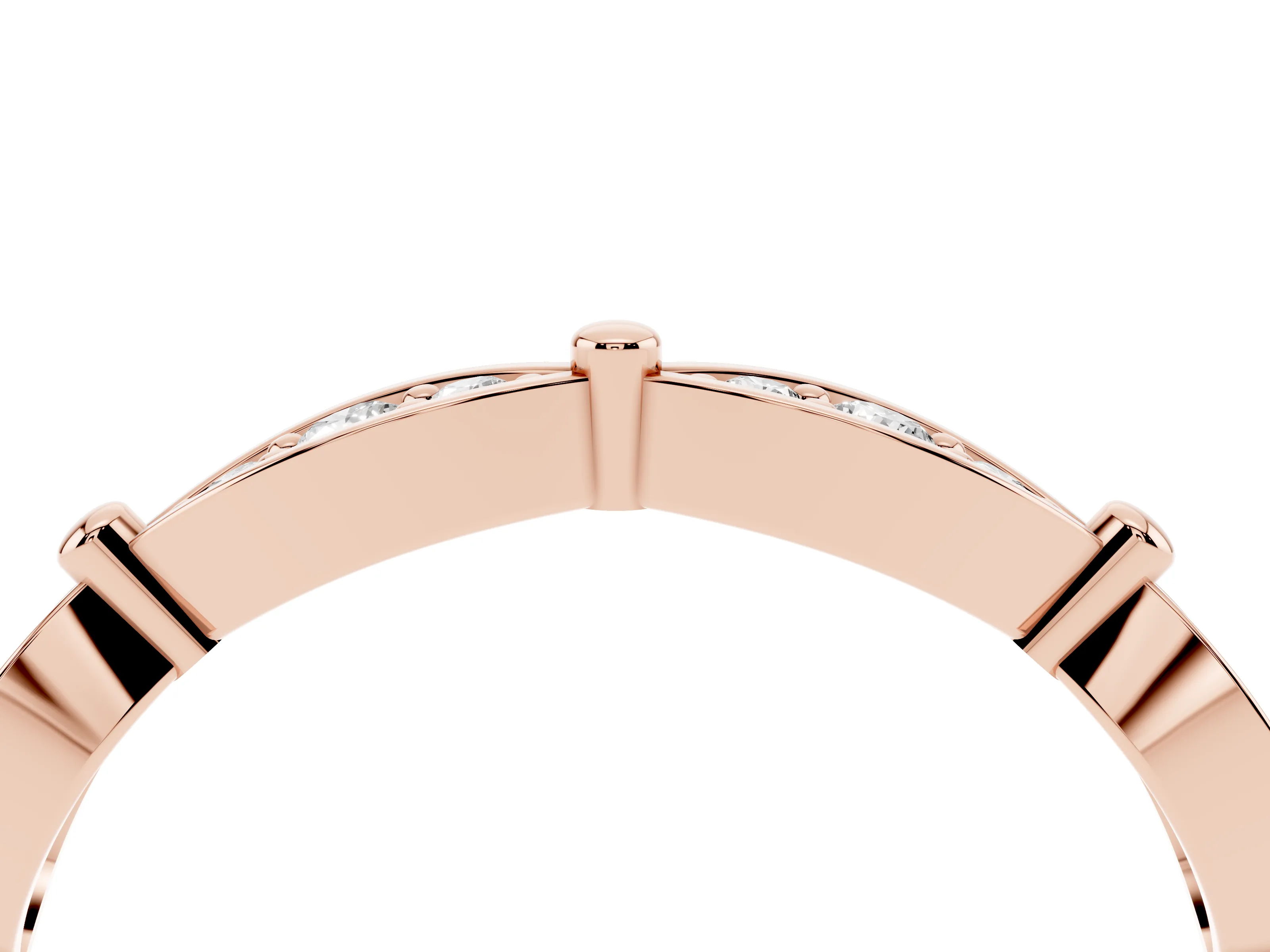 Marquise Section Diamond Eternity Band Set in Rose gold with Pavé Bezel Setting
