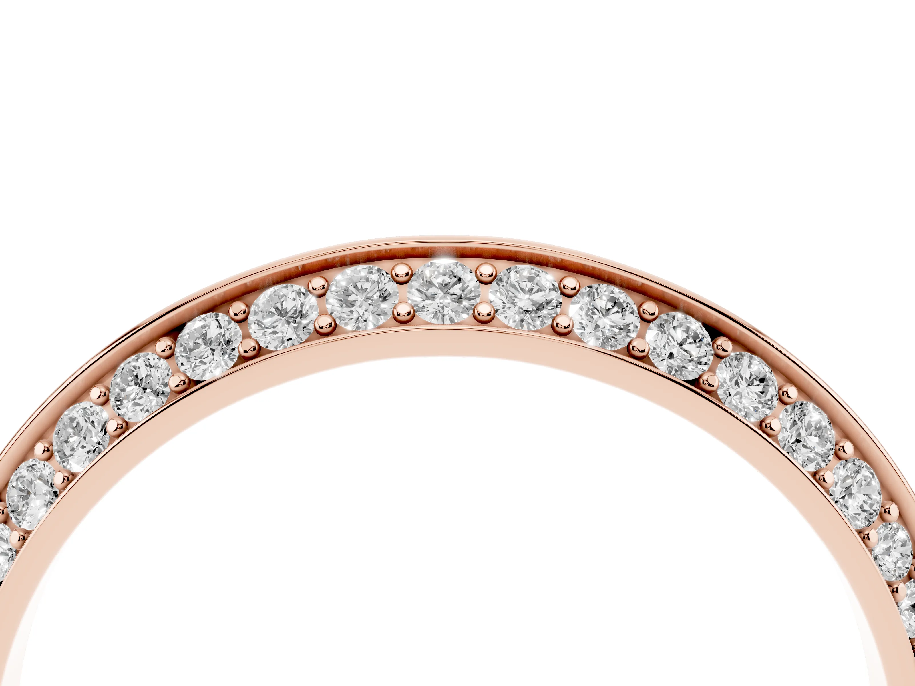 Round Diamond Double Row Pavé Eternity Band Set in Rose gold with Channel Setting