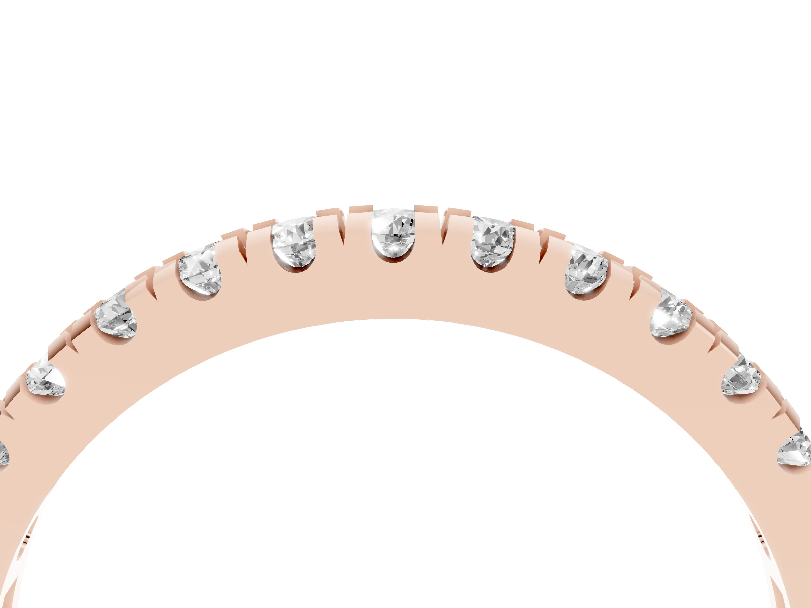 Round Cut Diamond Pavé Thin Band Set in Rose gold