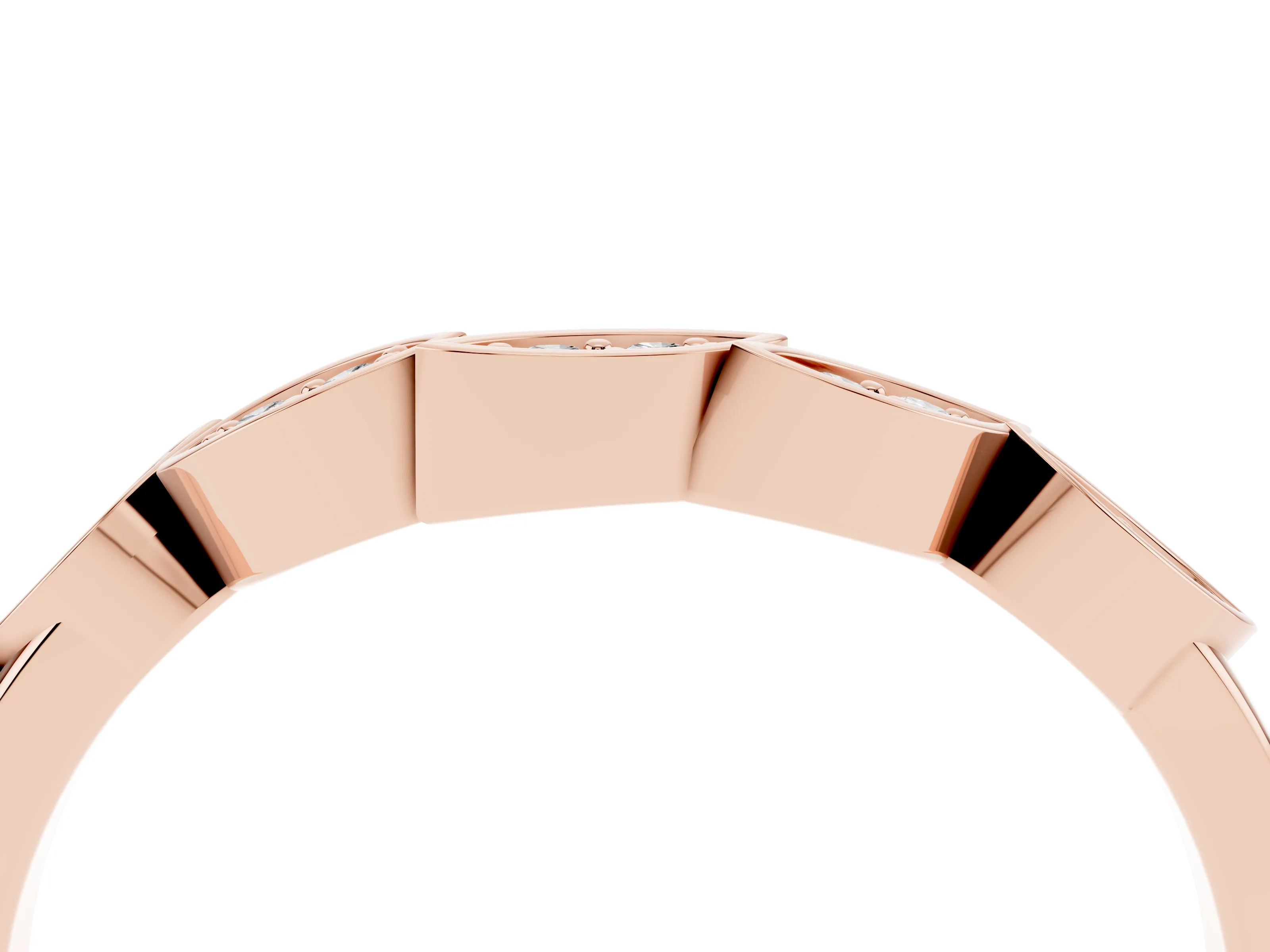 Marquise Diamond Leaf Eternity Band Set in Rose gold with Bezel Setting