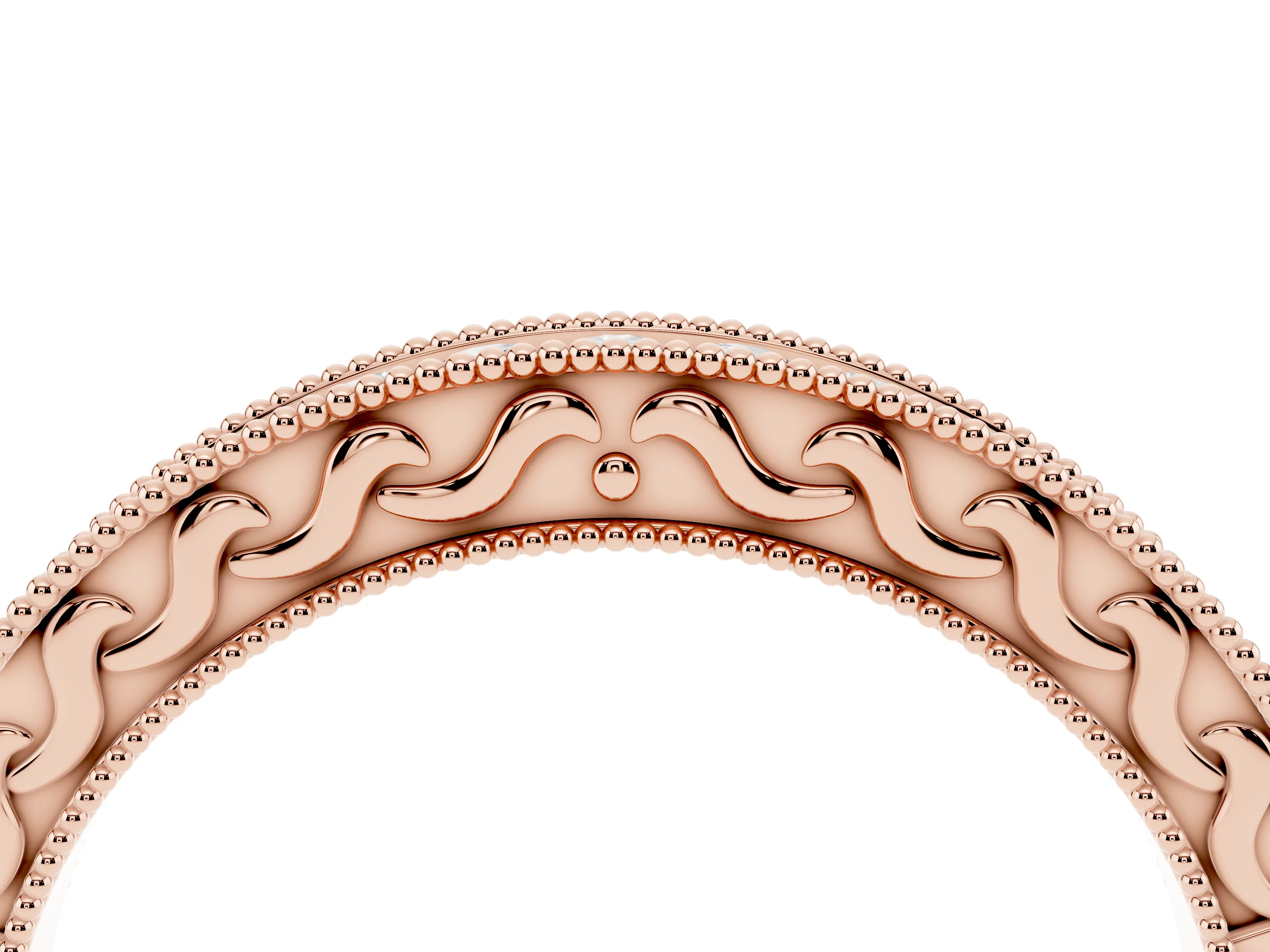 Round Diamond Channel Eternity Band Set in Rose gold with Milgrain Border and Smooth Channel Top