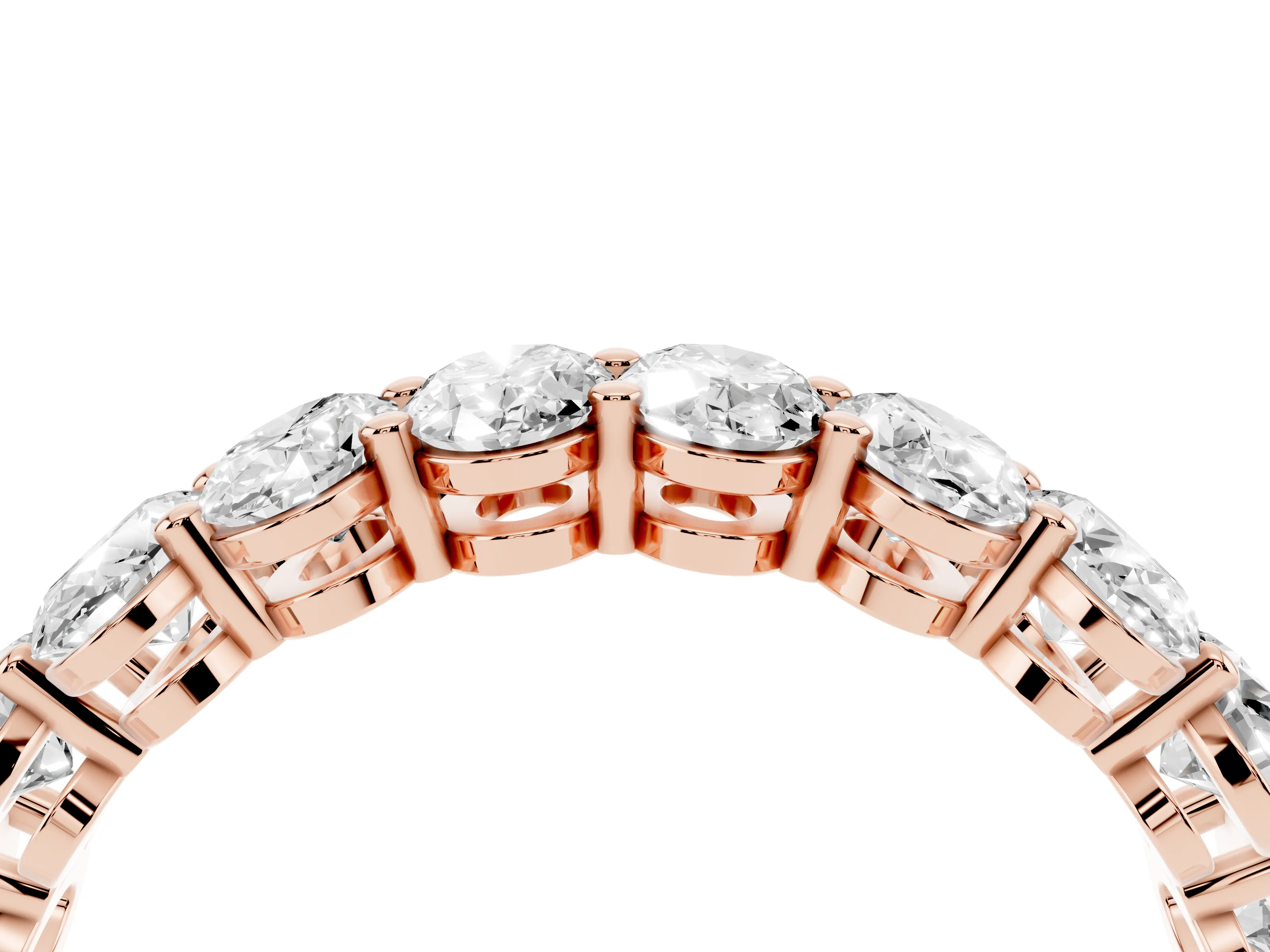 Oval Diamond Eternity Band Set in Rose gold with Prong Setting