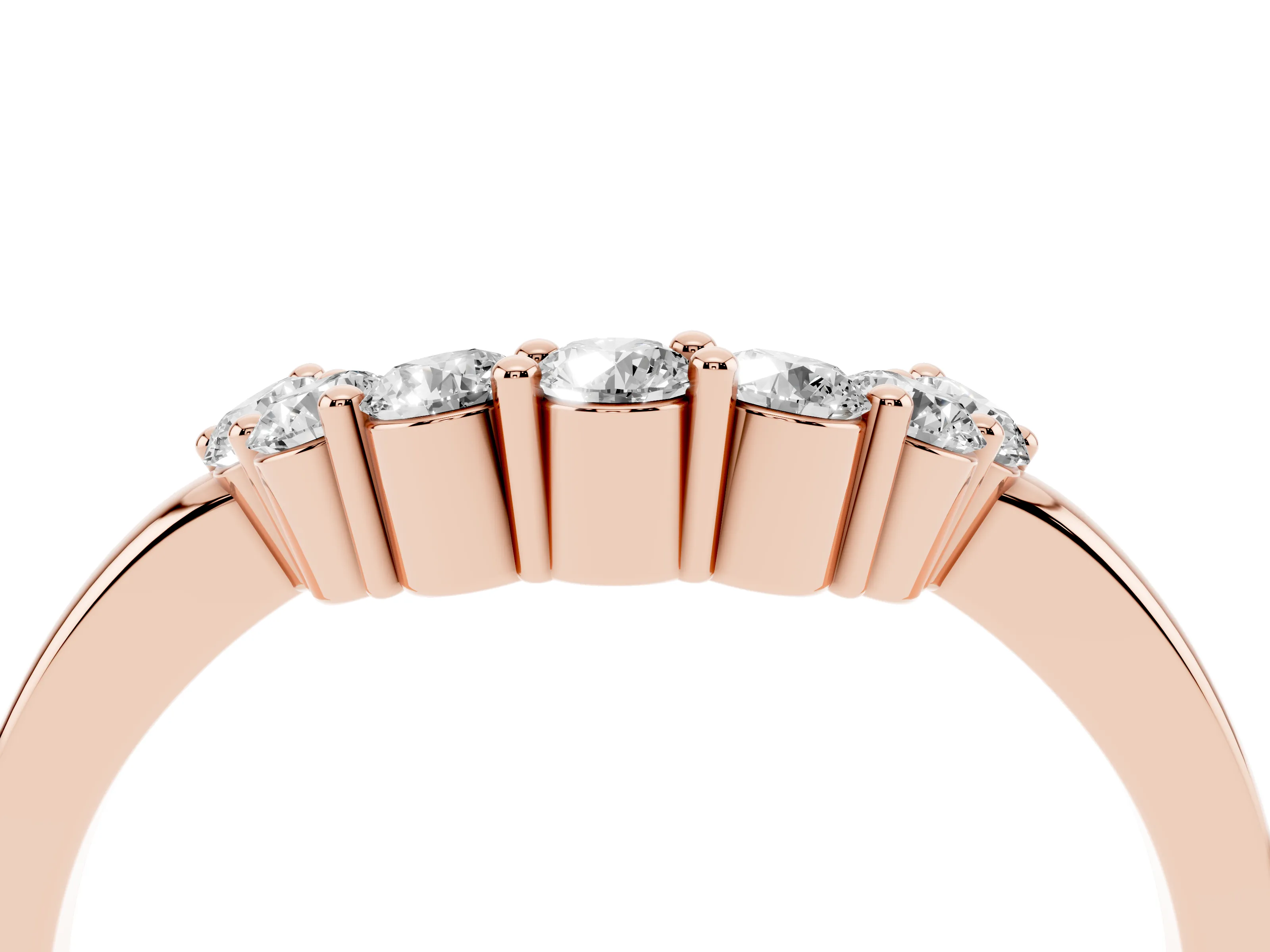 Round Diamond Curved Pavé Band Set in Rose gold with Prong Setting