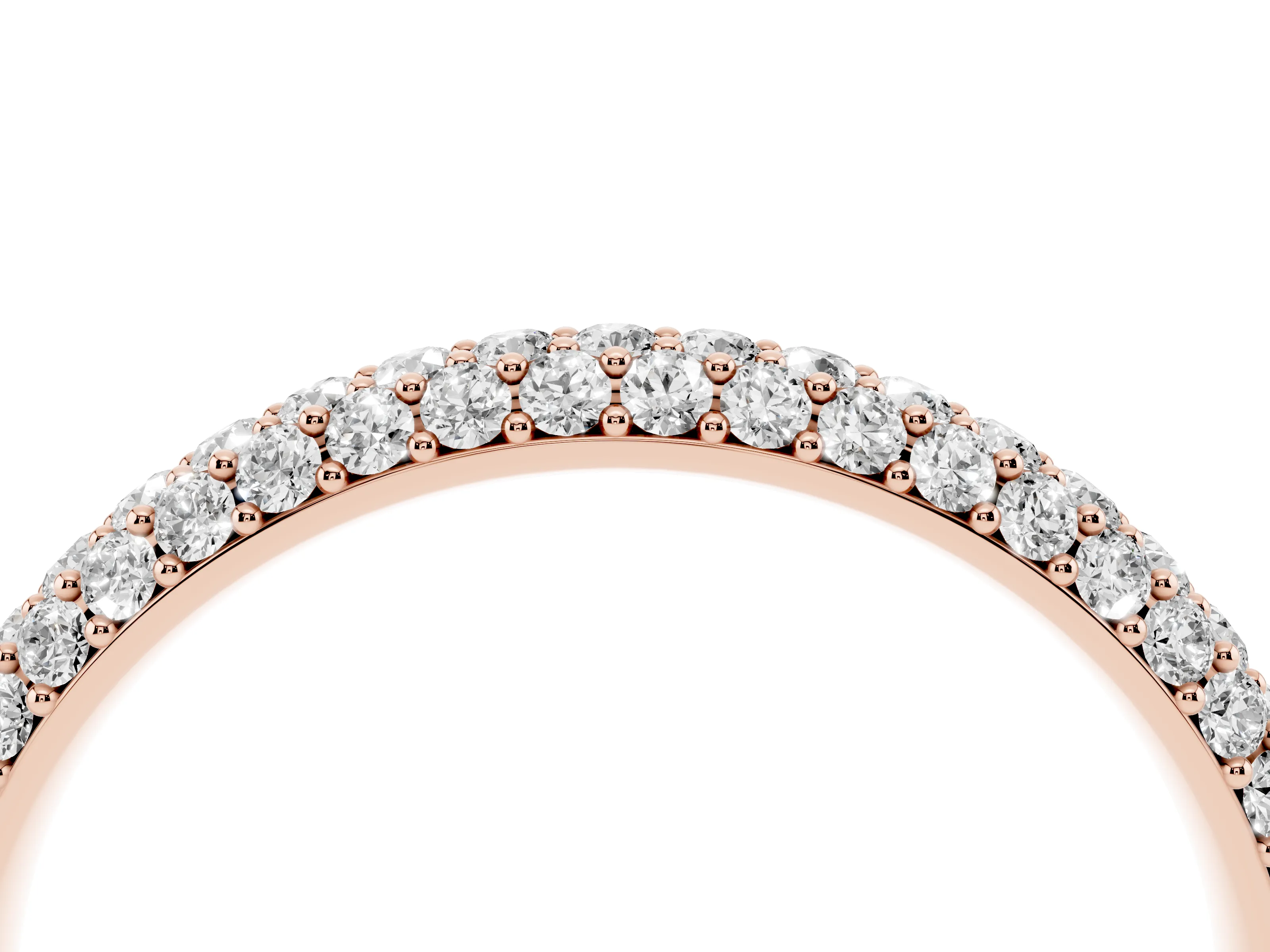 Round Diamond Pavé Eternity Band Set in Rose gold with Full Circle Row