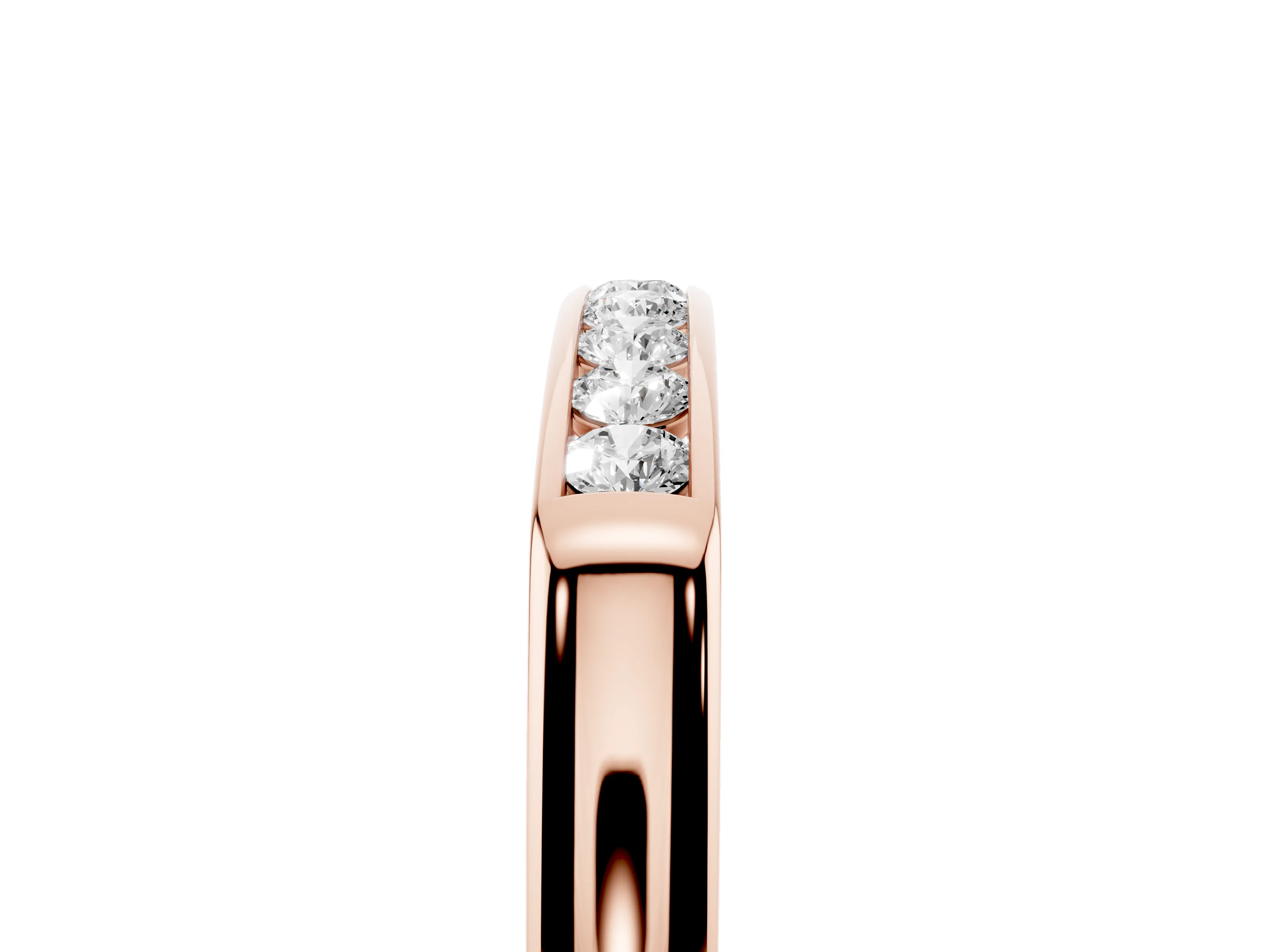Round Diamond Flat Band Set in Rose gold with Six-Stone Channel Setting