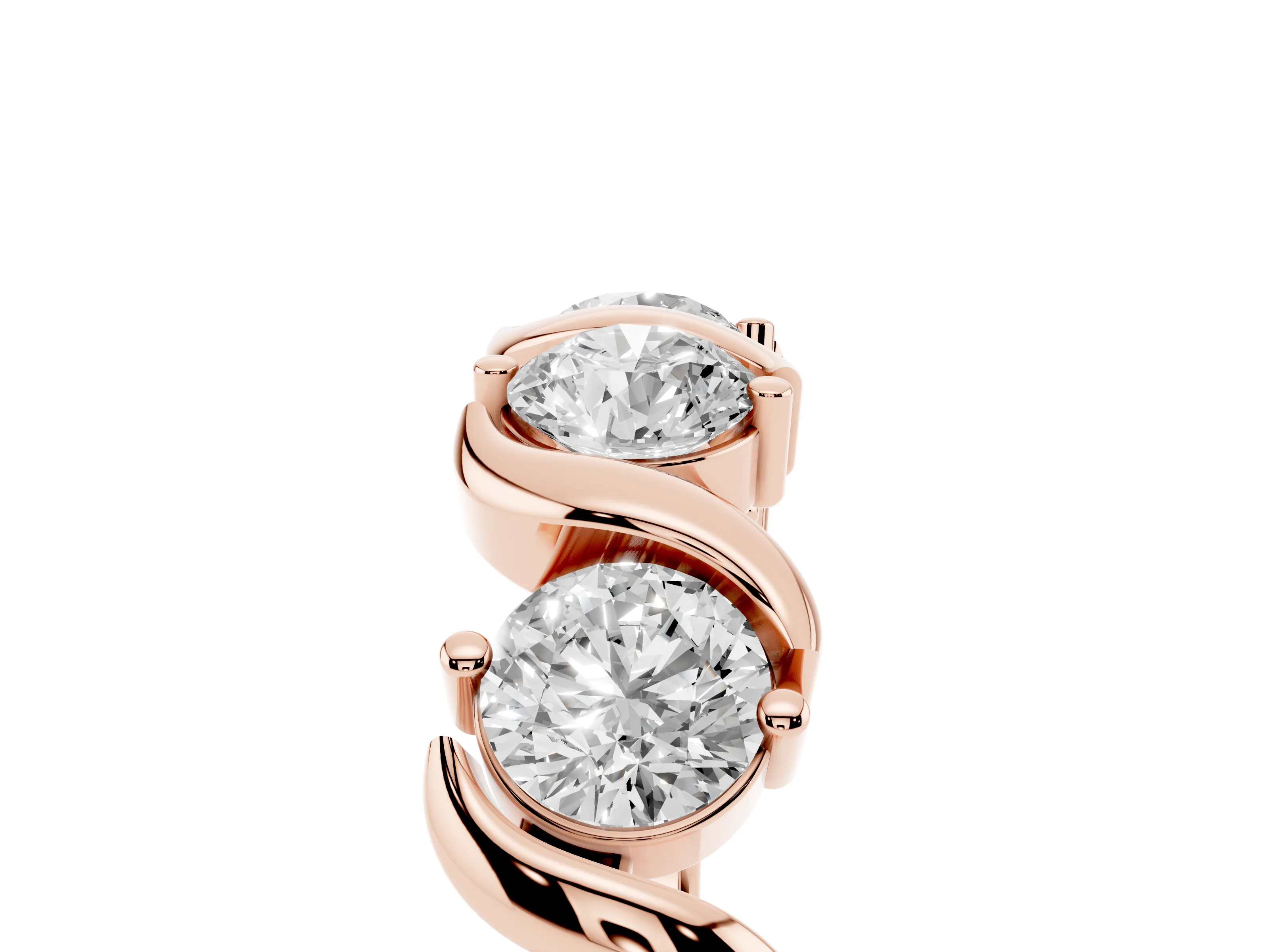 Round Diamond Six-Stone Wave Band Set in Rose gold with Shared Prong Setting