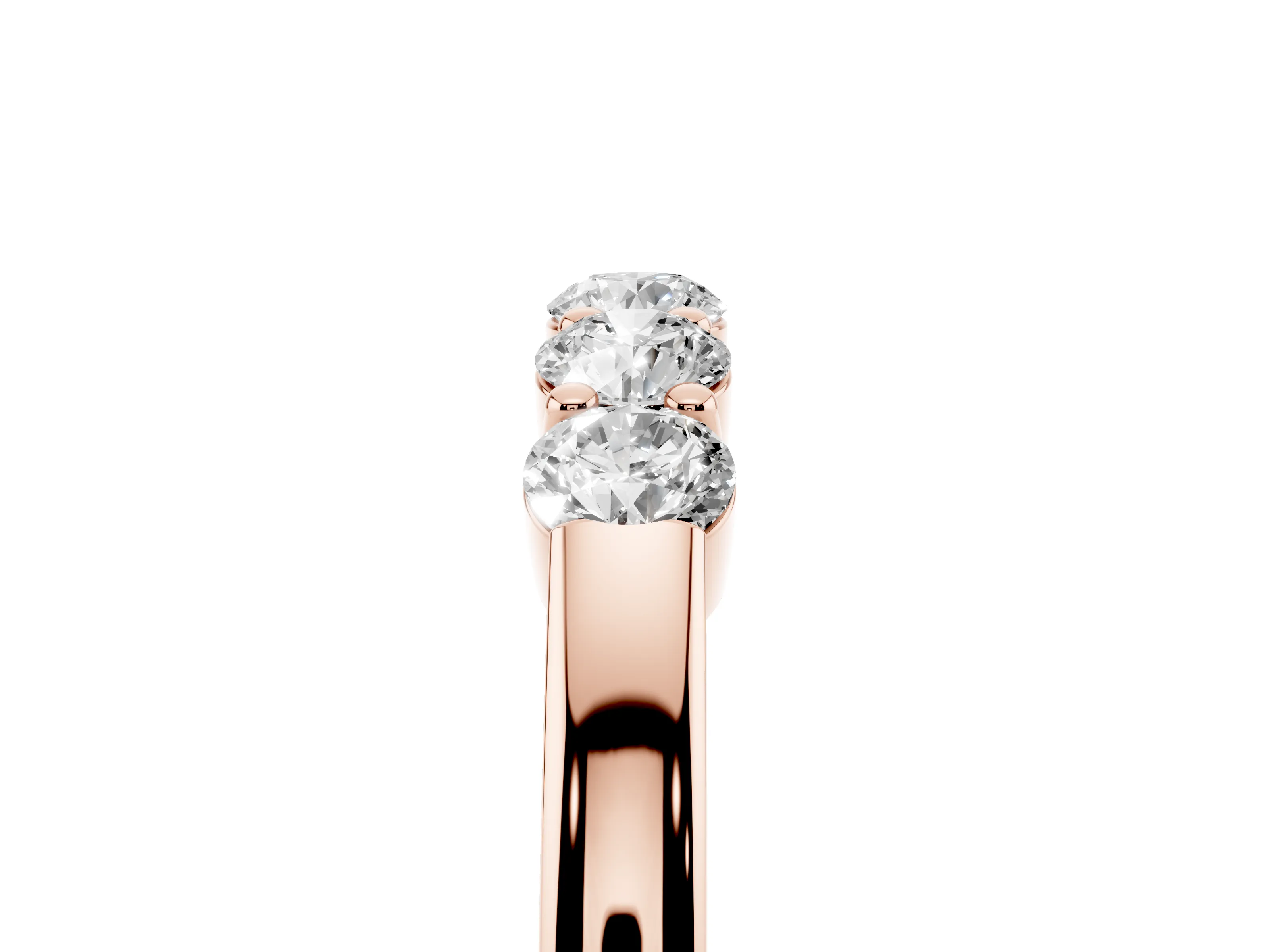 Five-Stone Round Diamond Channel Band Set in Rose gold with Shared Prong Setting