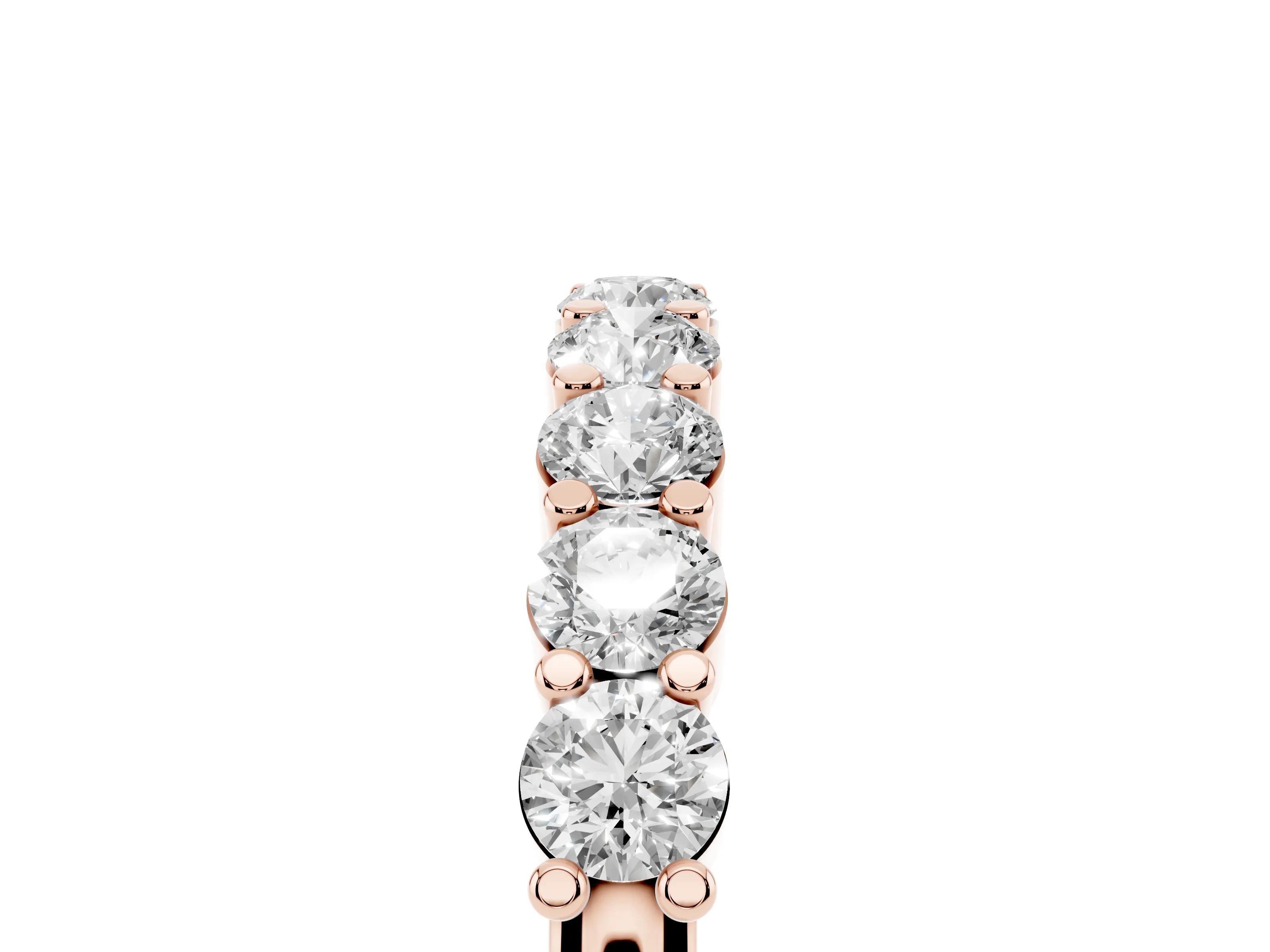 Round Diamond Continuous Row Half Eternity Band Set in Rose gold with Prong Setting