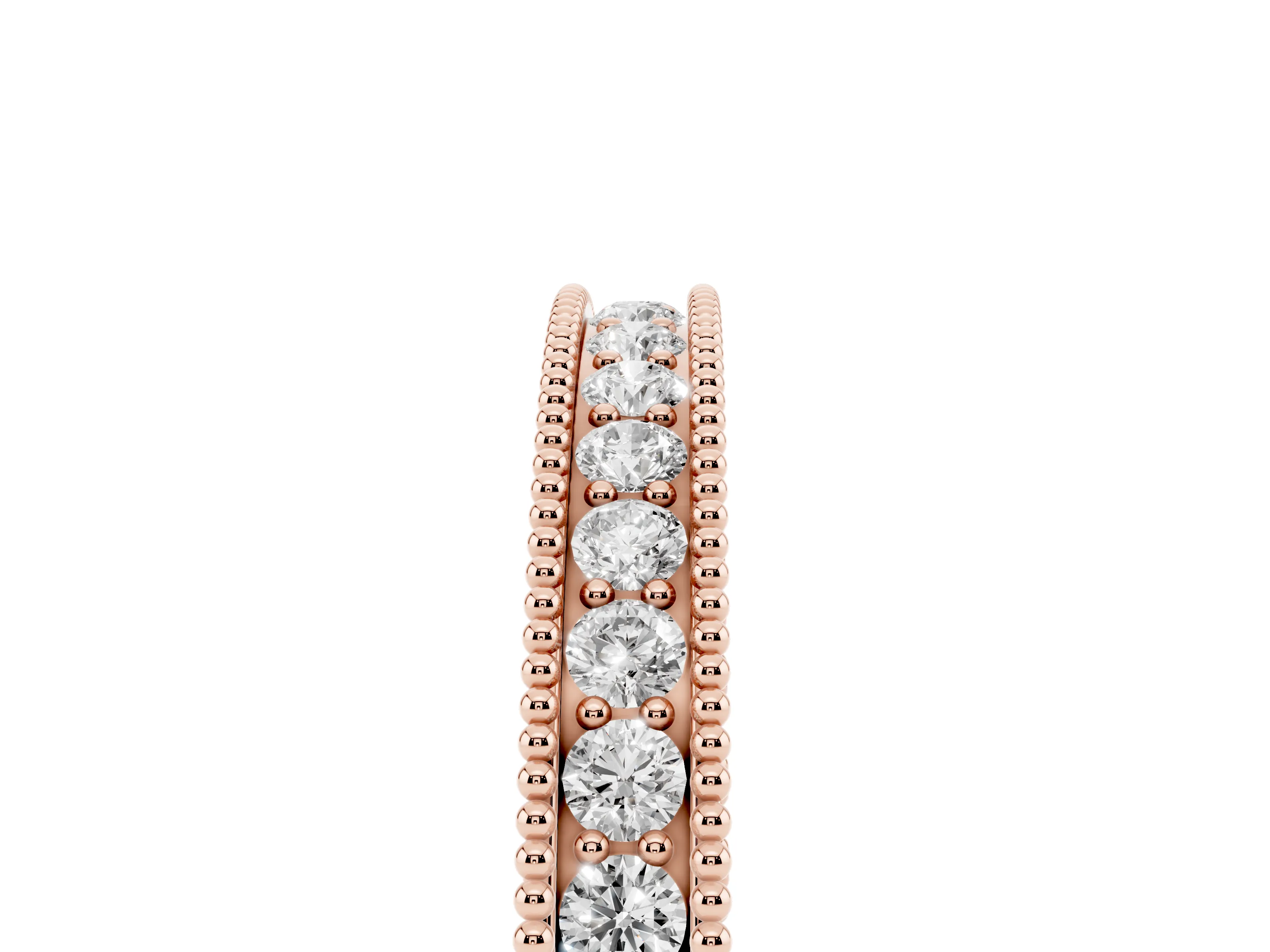 Round Diamond Eternity Band Set in Rose gold with Milgrain Channel Edges