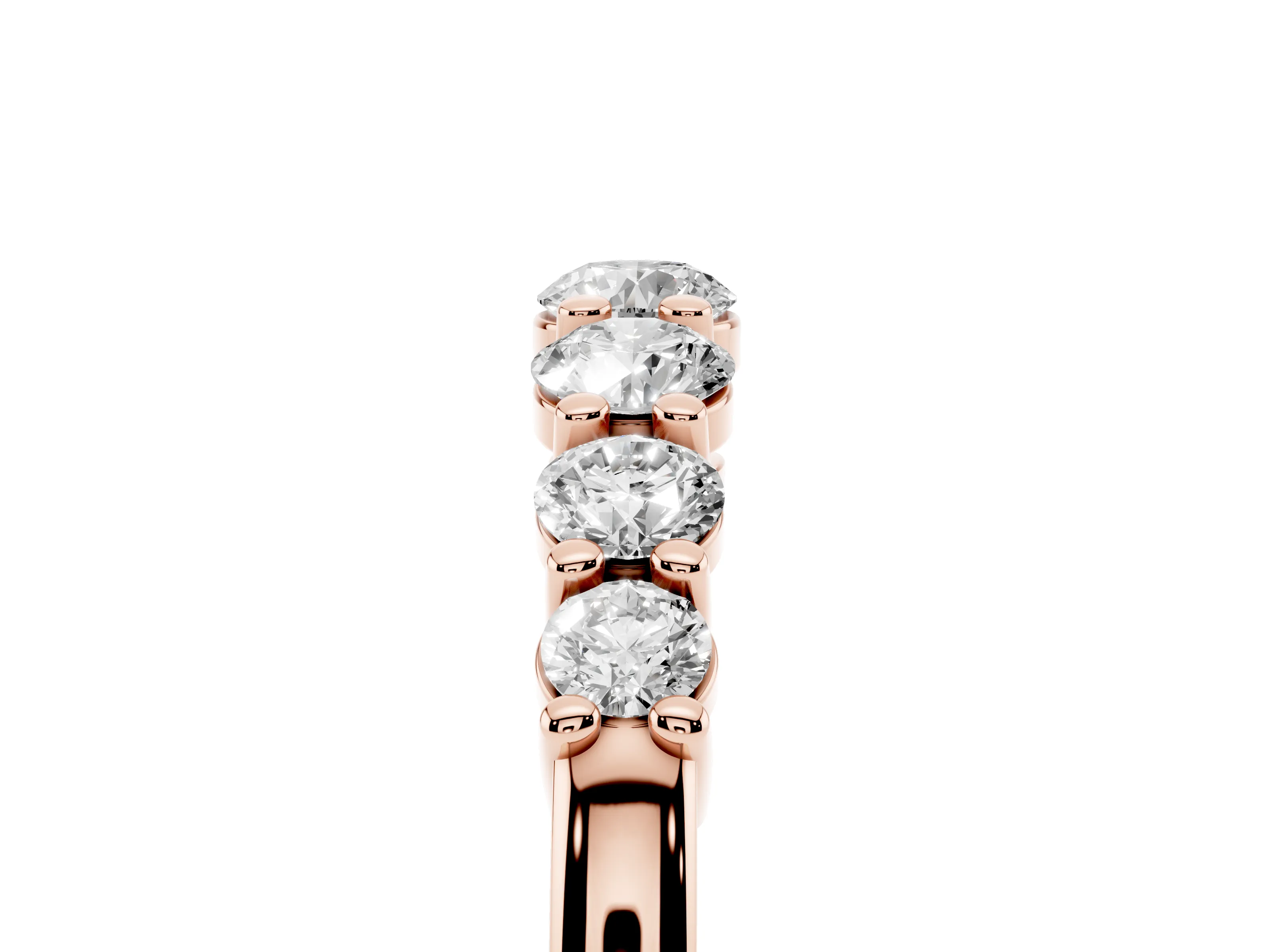 Round Diamond Half Eternity Stacking Band Set in Rose gold with Prong Setting