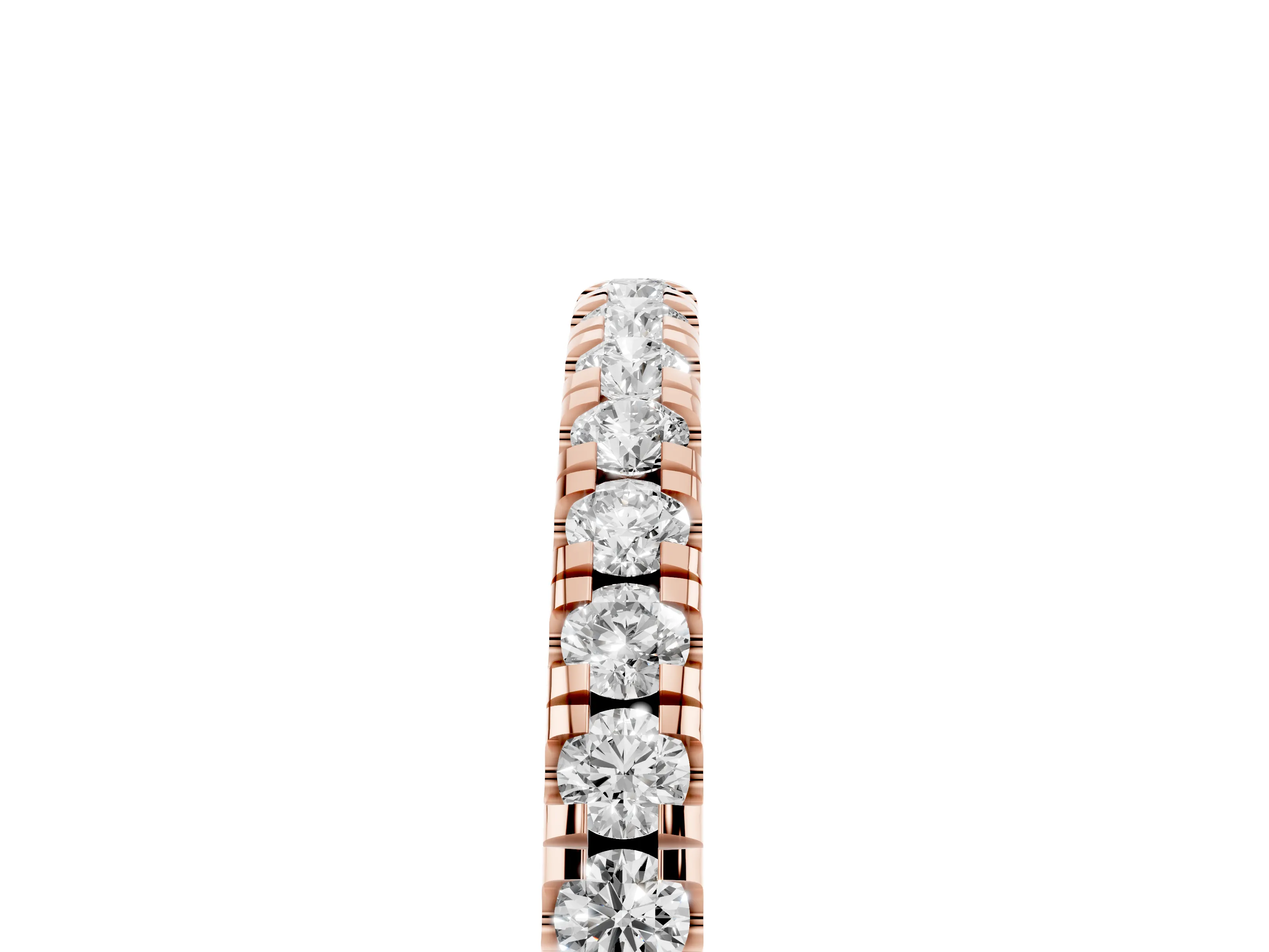 Round Diamond Top-Row Pavé Half Eternity Band Set in Rose gold with Shared Prongs