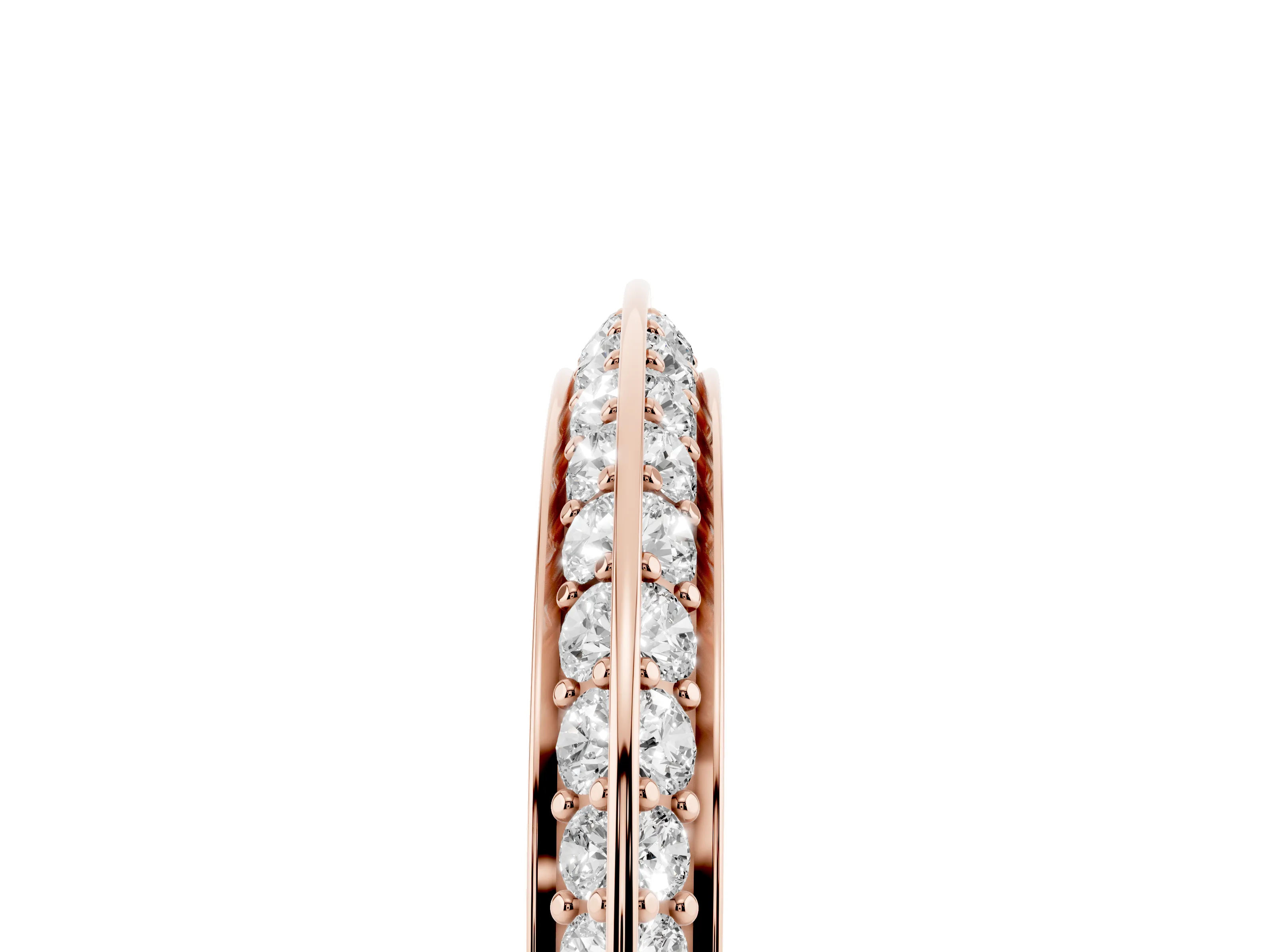 Round Diamond Double Row Pavé Eternity Band Set in Rose gold with Channel Setting