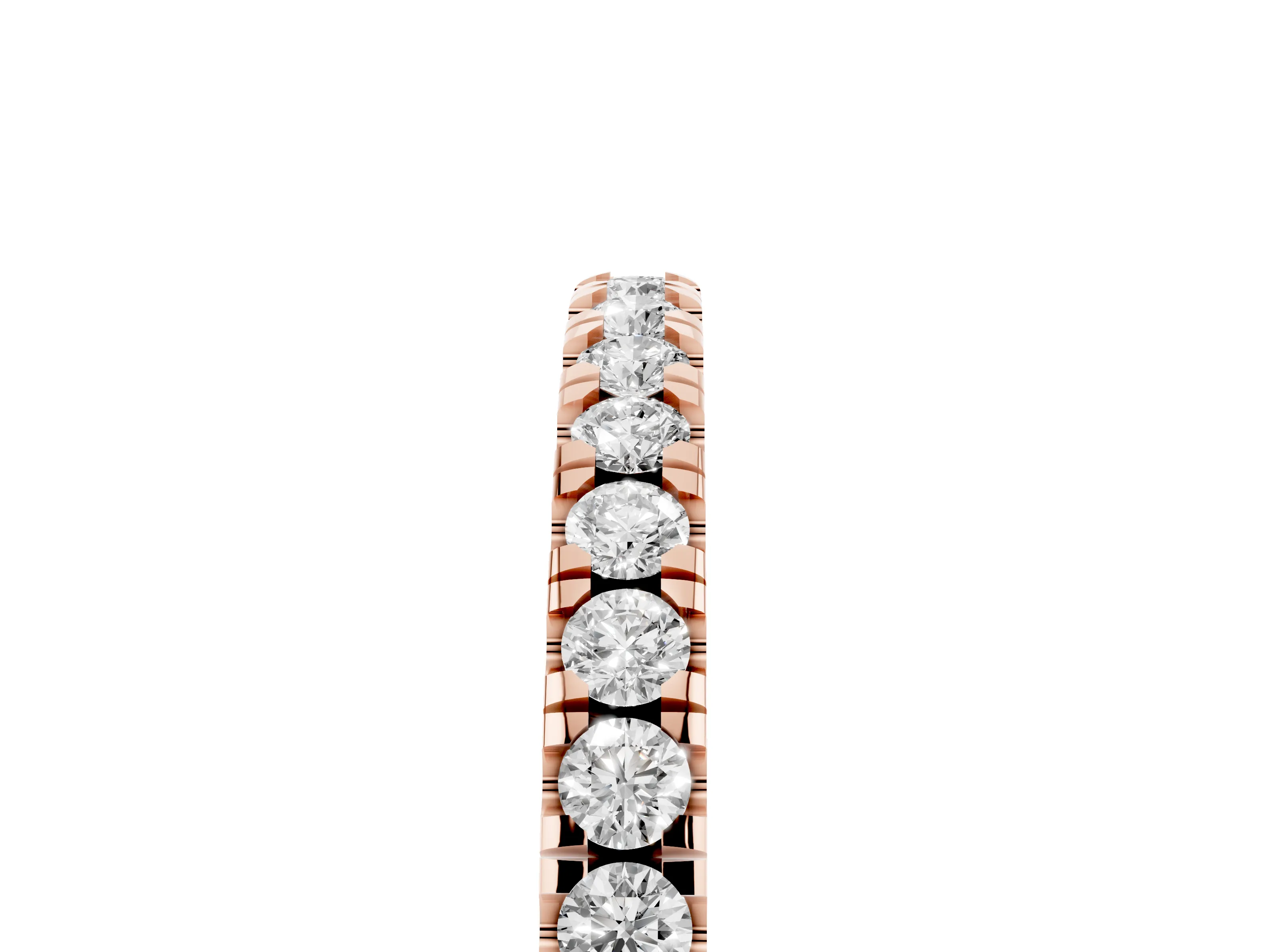 Round Diamond Eternity Band Set in Rose gold with Pavé-Set Row