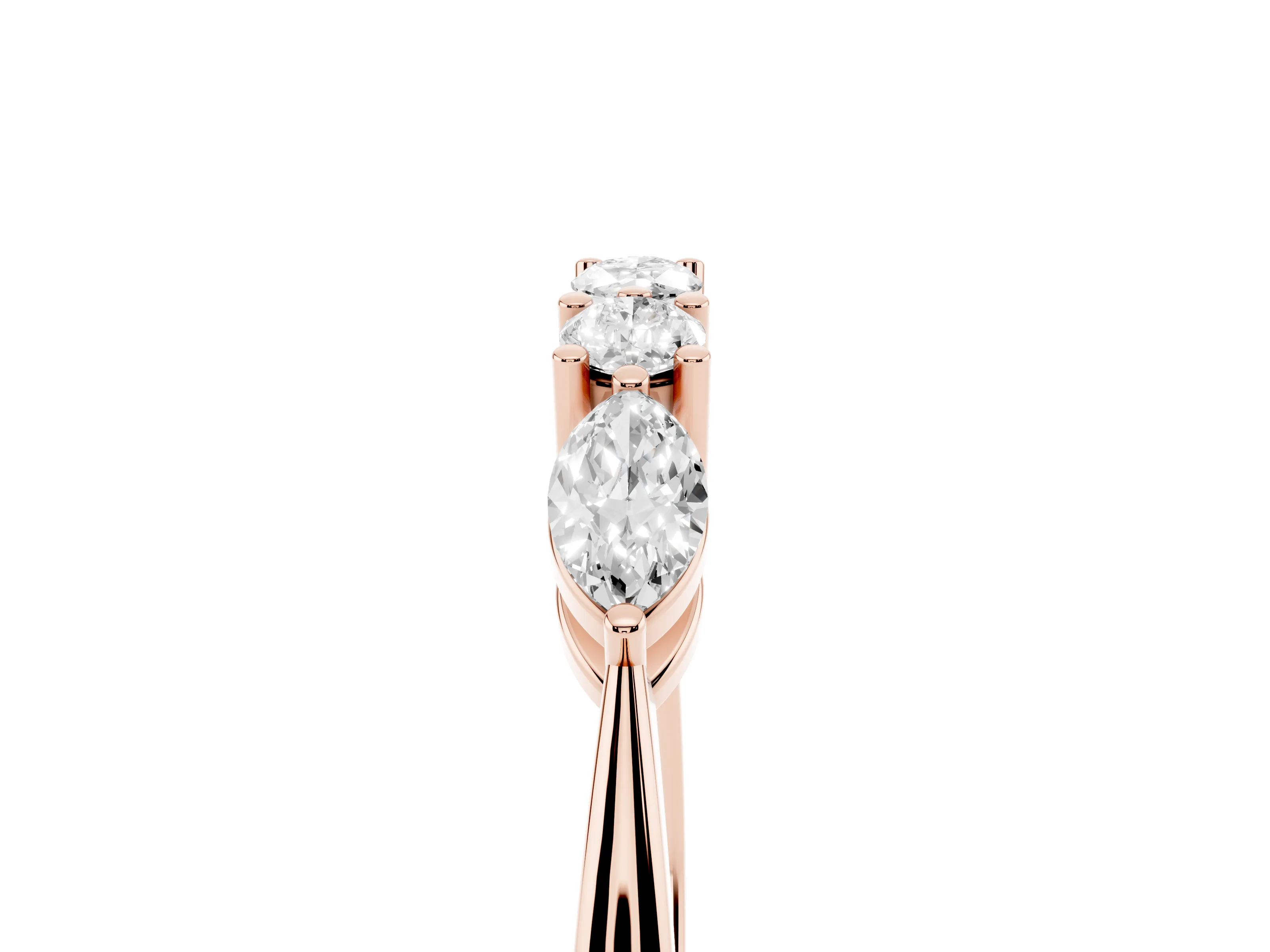 Round Diamond Five-Stone Half Eternity Band Set in Rose gold with Prong Setting