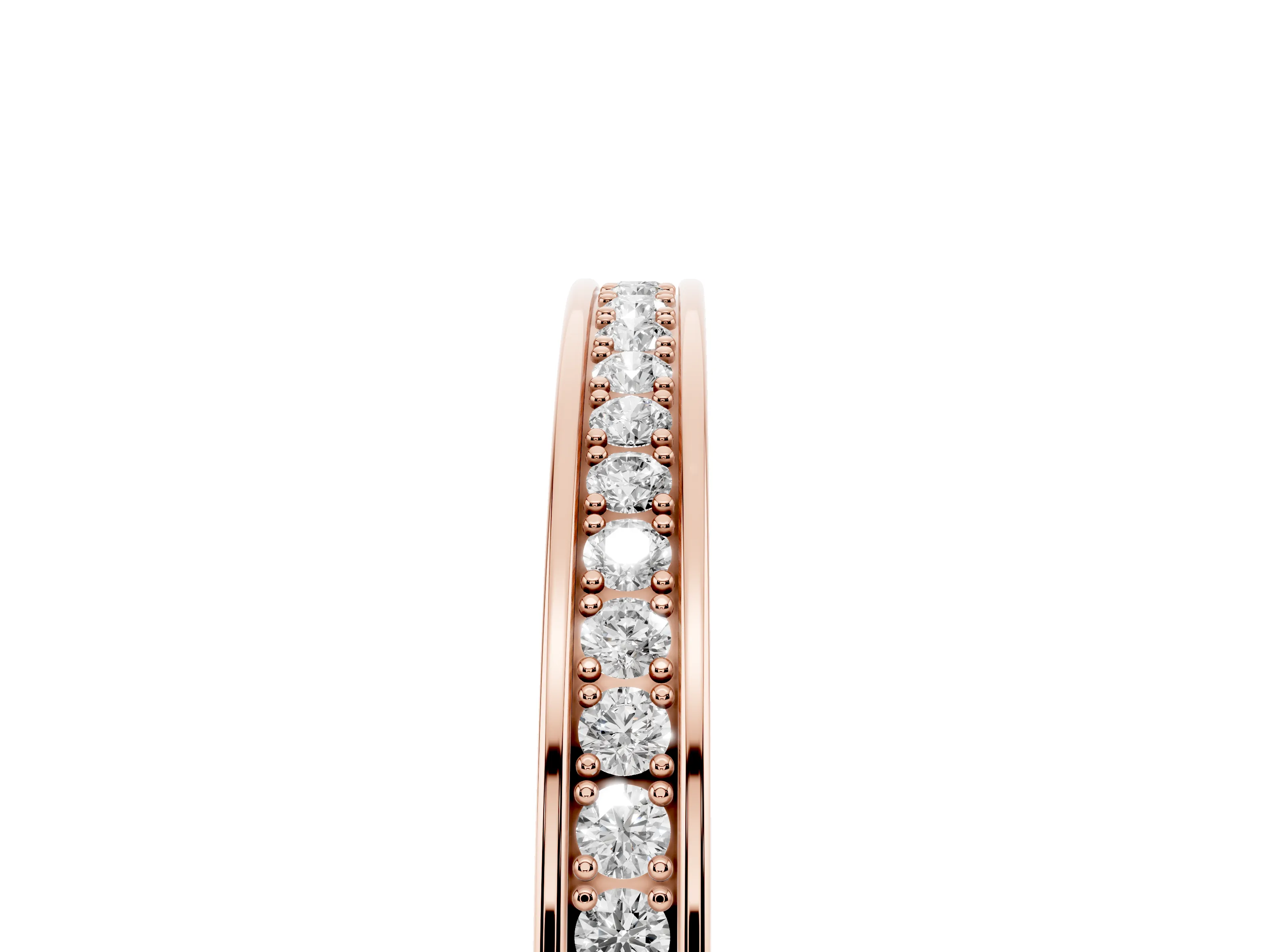 Round Diamond Channel Band Set in Rose gold with Milgrain Engraving