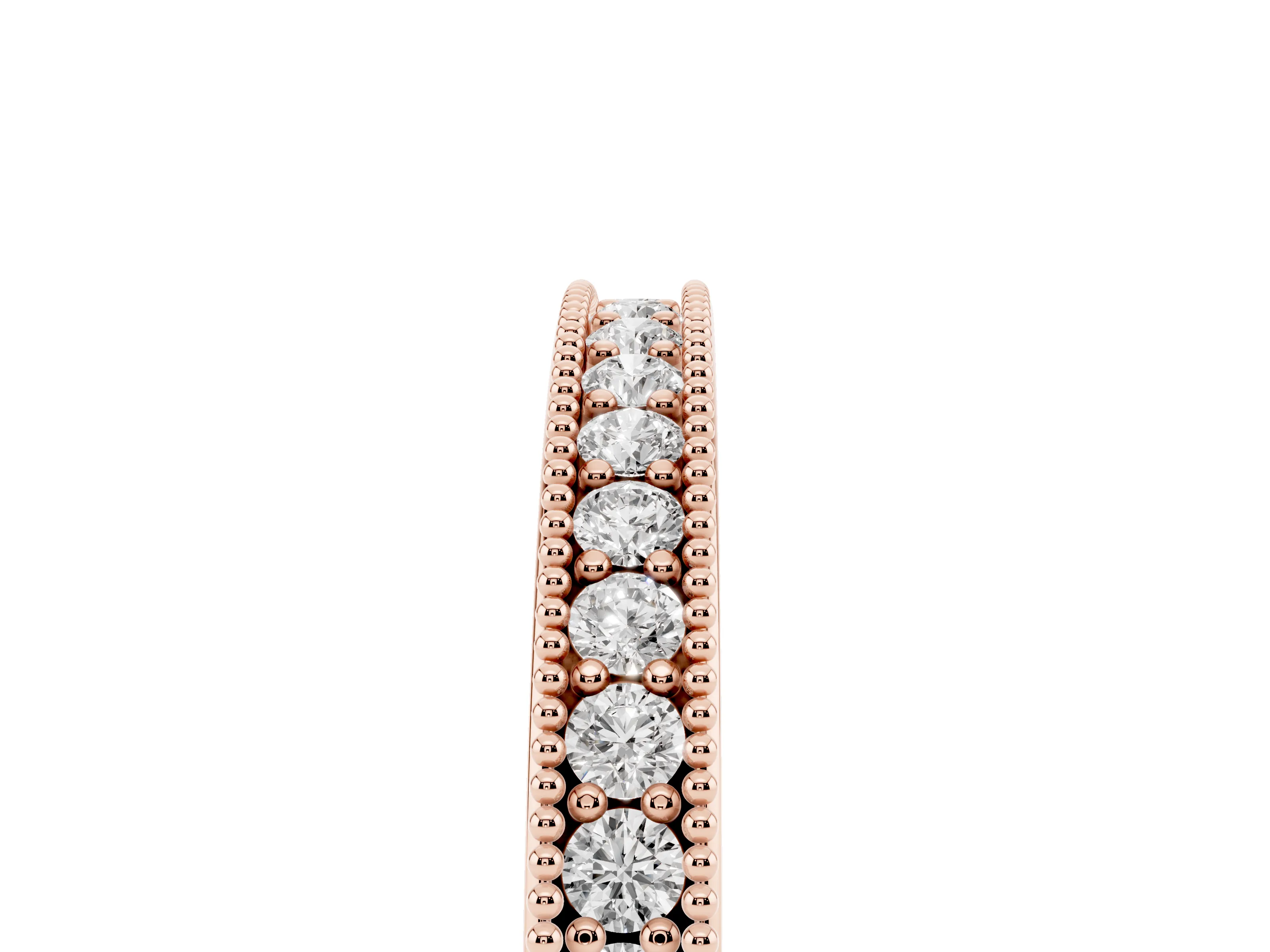 Round Diamond Pavé Eternity Band Set in Rose gold with Milgrain Edge Trim