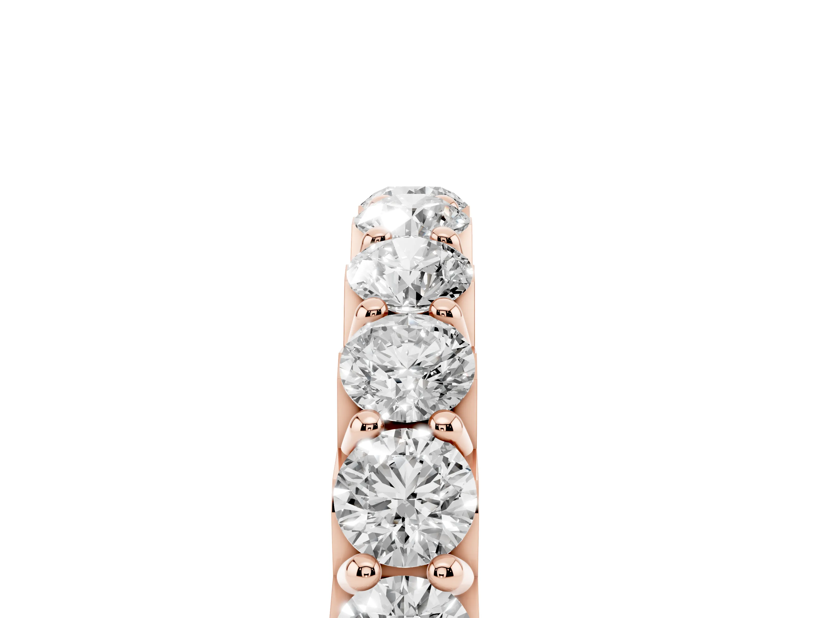Round Diamond Half Eternity Band Set in Rose gold with Classic Prong Setting