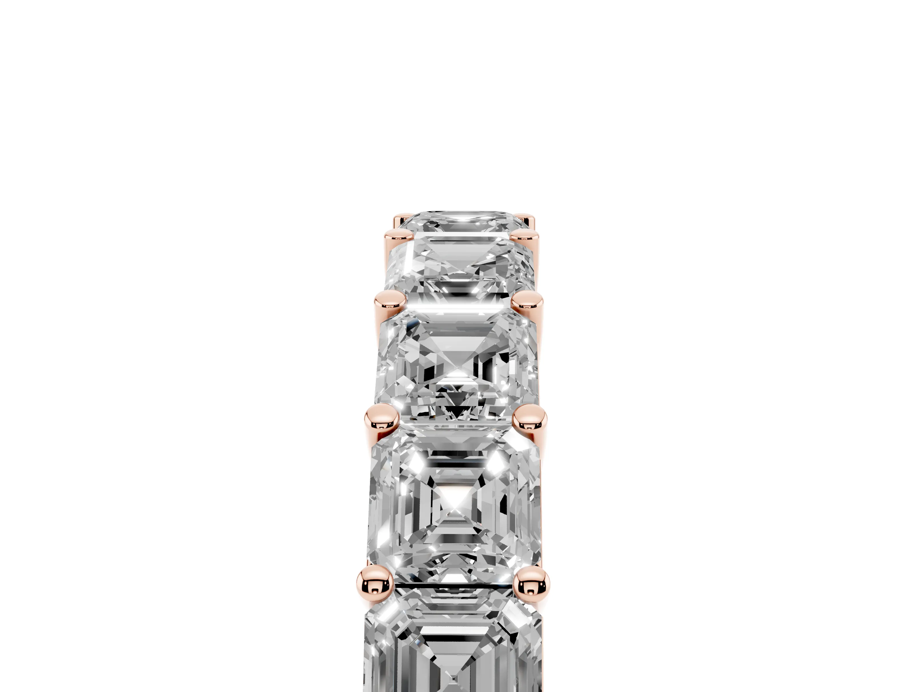 Asscher Cut Diamond Half Eternity Band Set in Rose gold with Shared Prong Setting