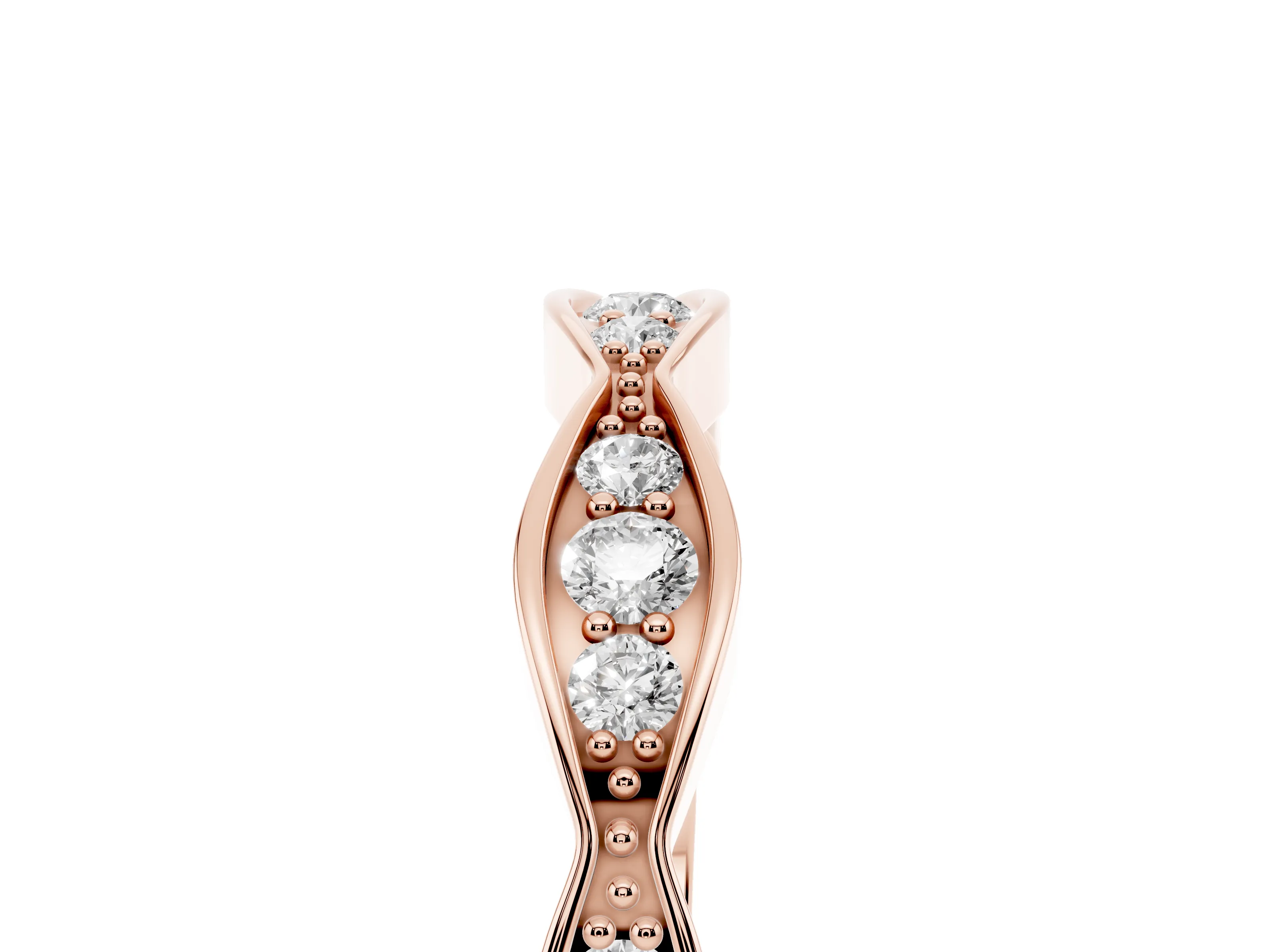 Round Diamond Scalloped Pavé Eternity Band Set in Rose gold