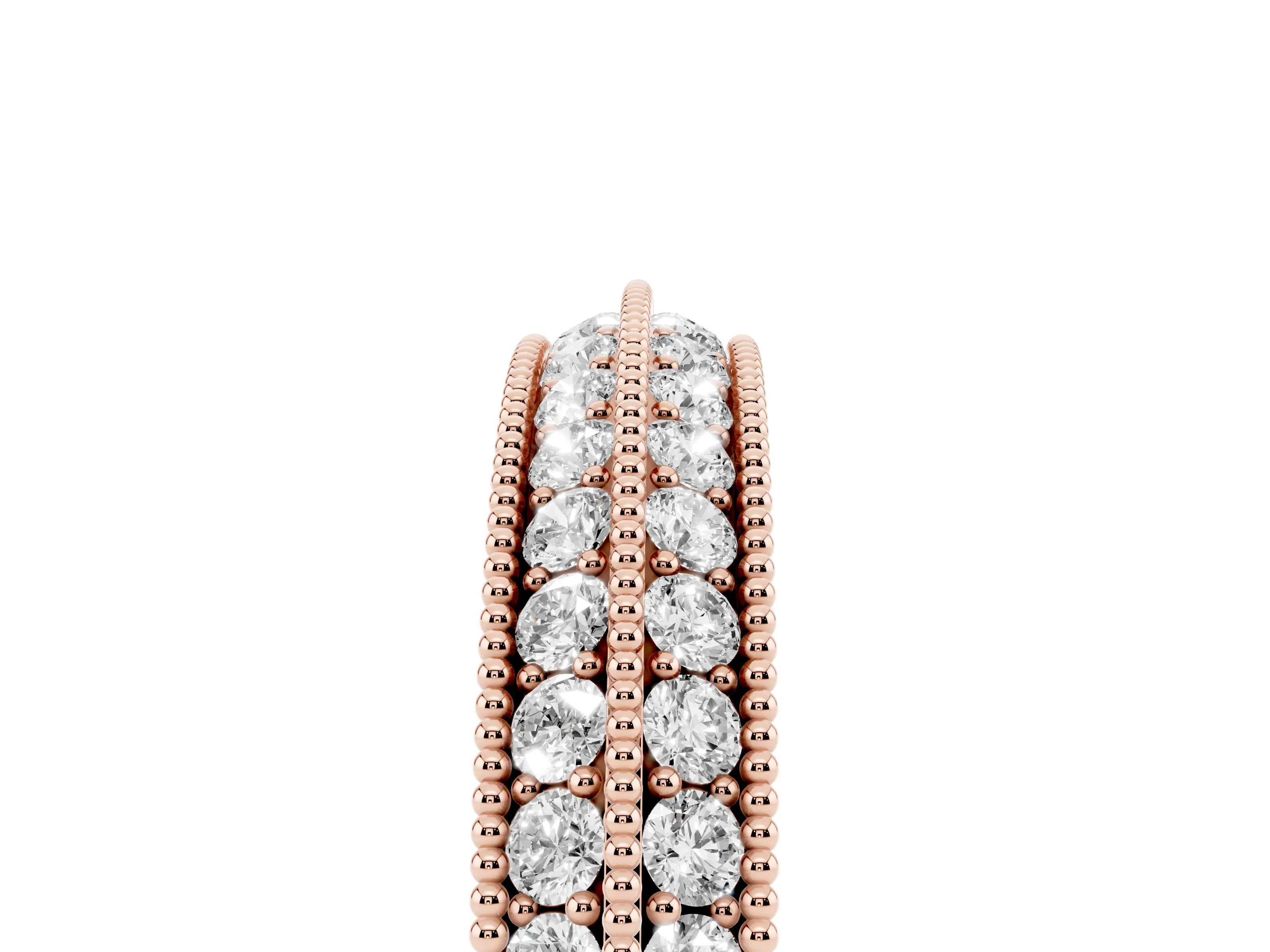 Round Diamond Milgrain Pavé Eternity Band Set in Rose gold