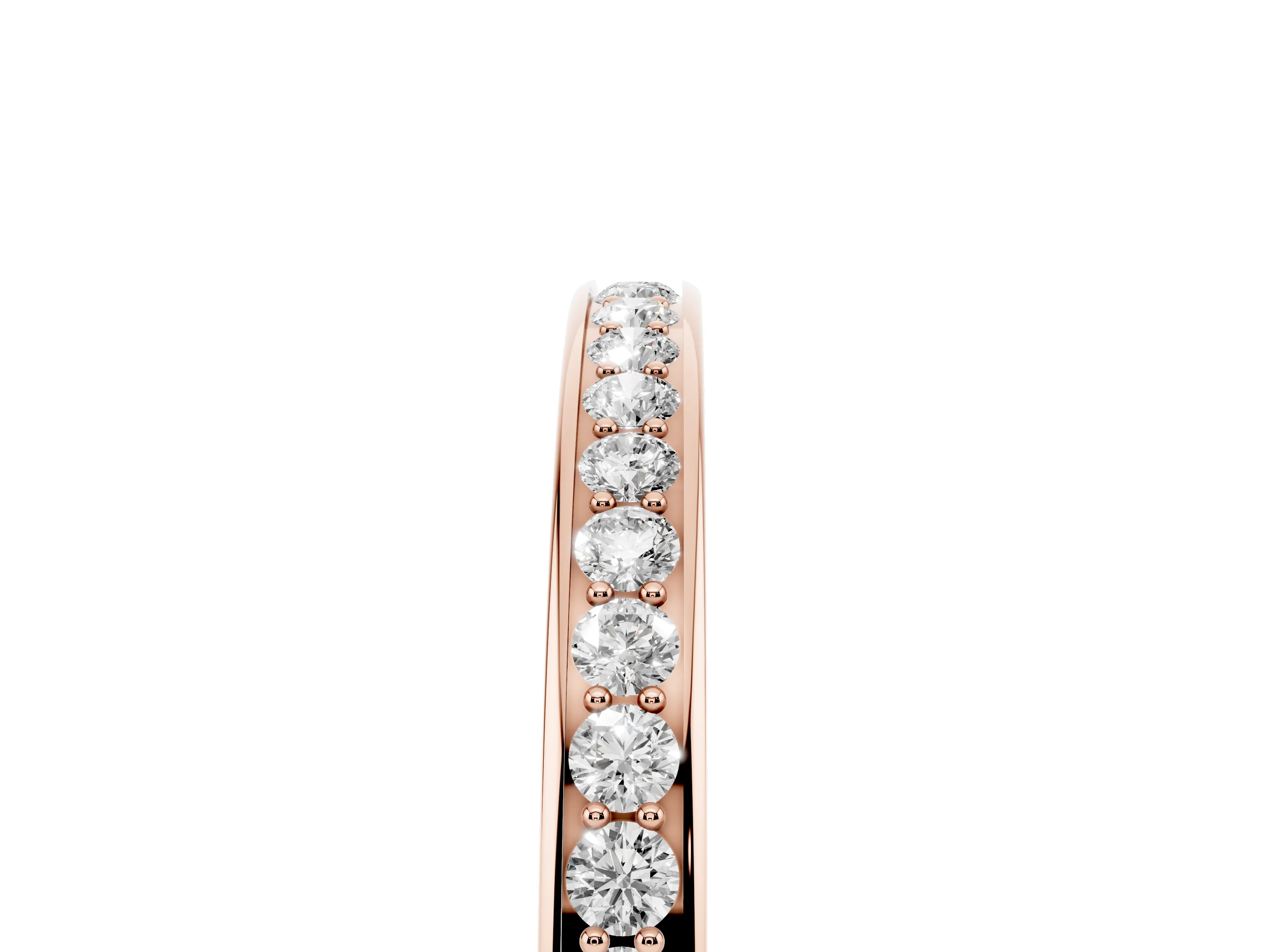Round Diamond Pavé Half Eternity Band Set in Rose gold with Open Lower Shank