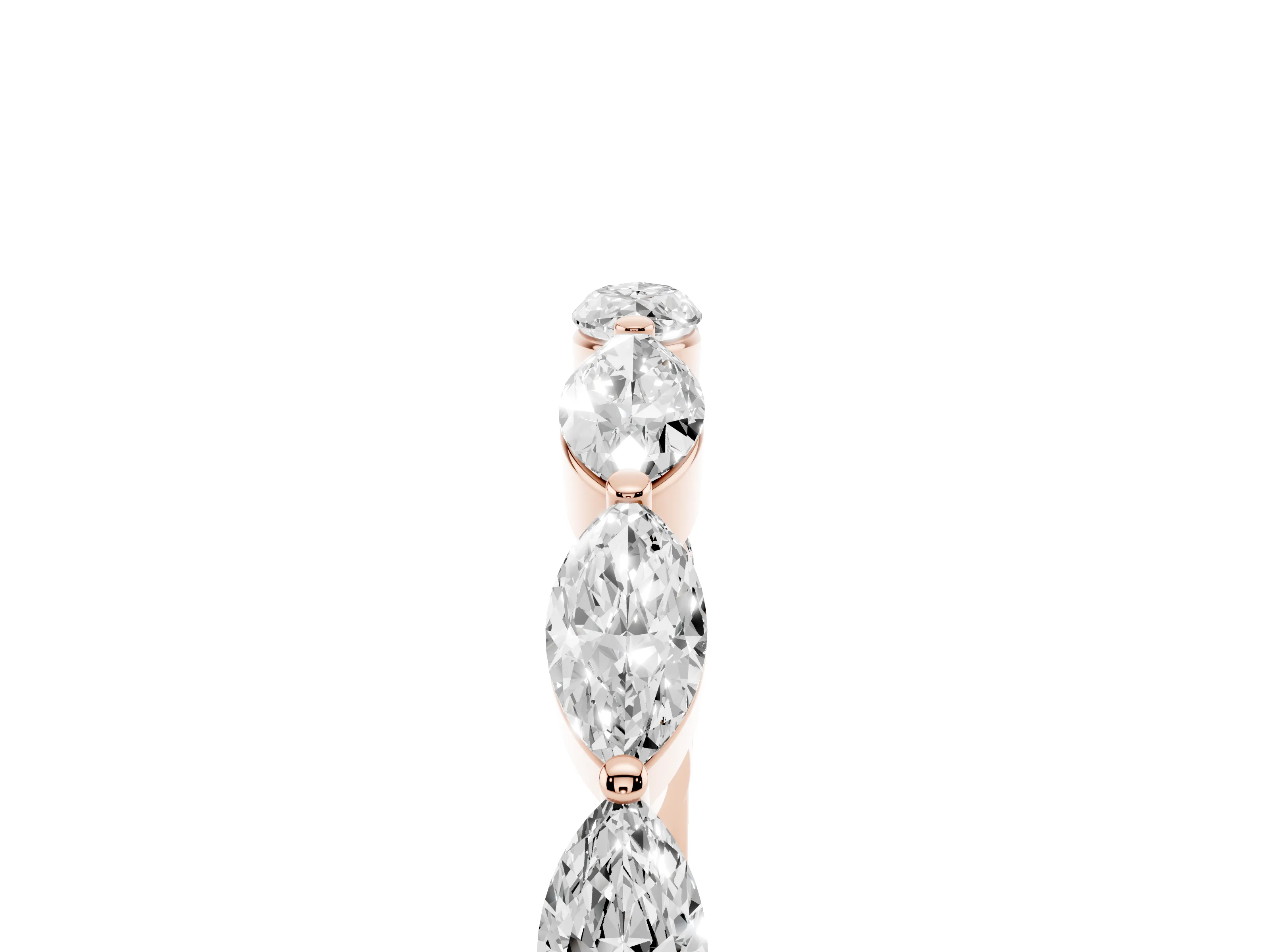 Marquise Diamond Half Eternity Band Set in Rose gold with Prong Setting