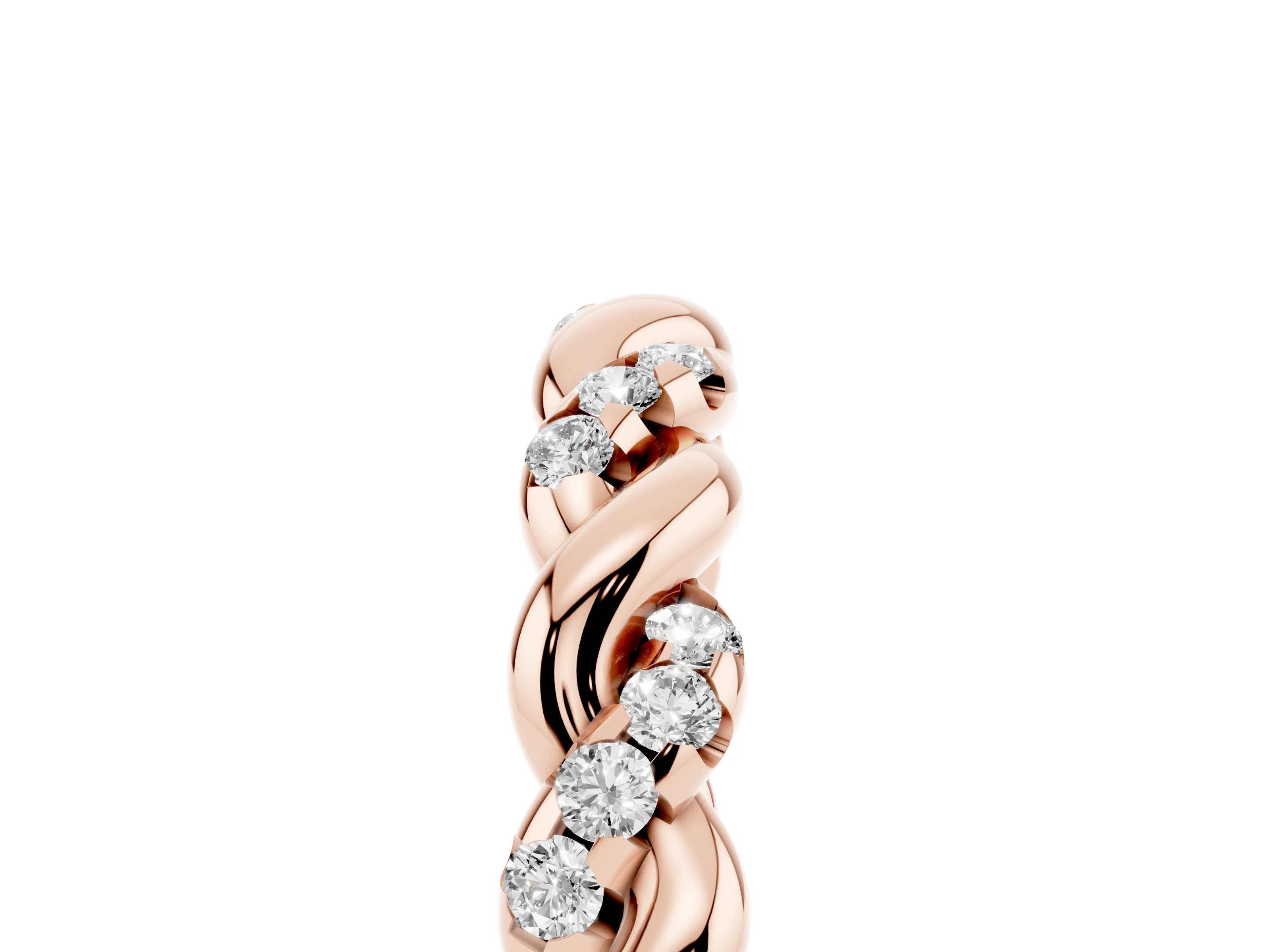 Round Diamond Twisted Eternity Band Set in Rose gold with Pavé Accents