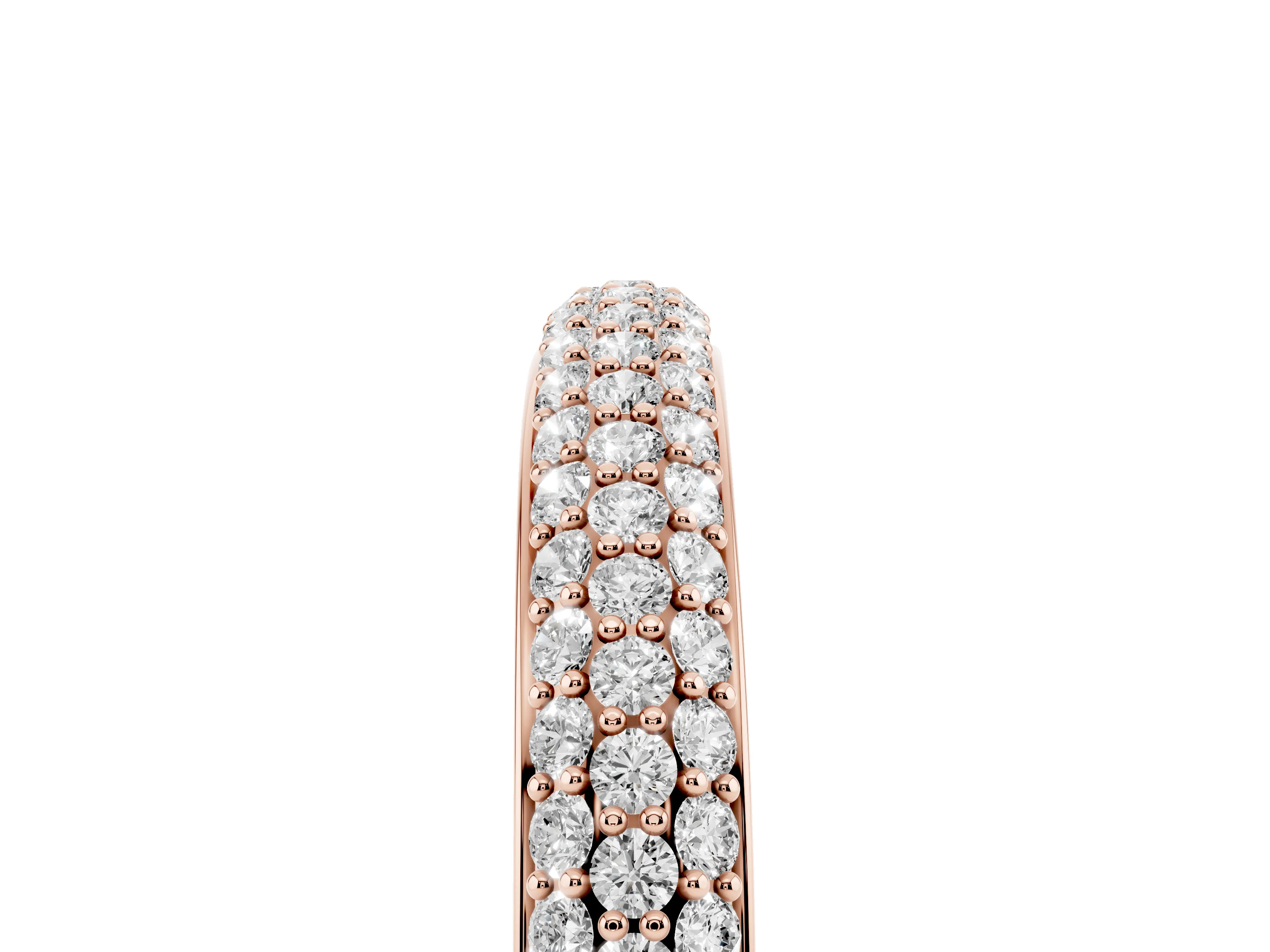 Round Diamond Three-Row Pavé Eternity Band Set in Rose gold with Shared Prong Setting