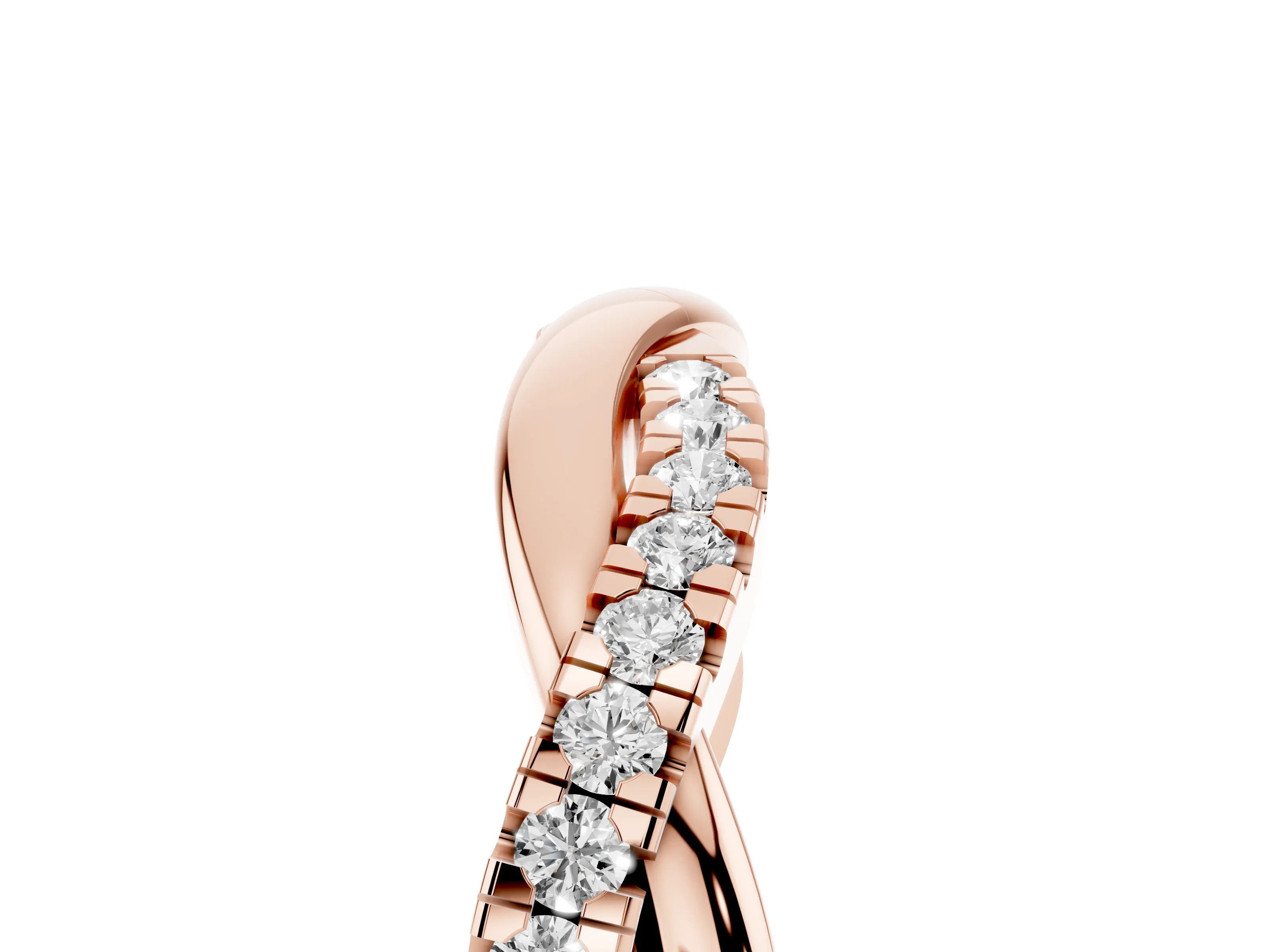 Round Diamond Twisted Infinity Band Set in Rose gold with Spaced Prong Settings