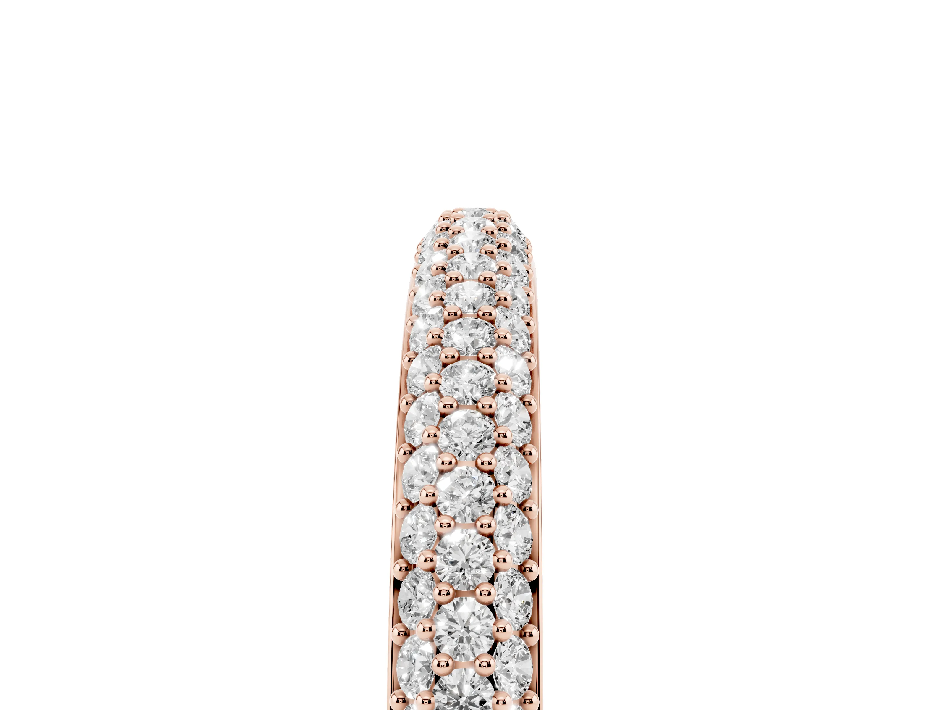 Round Diamond Three-Row Pavé Eternity Band Set in Rose gold