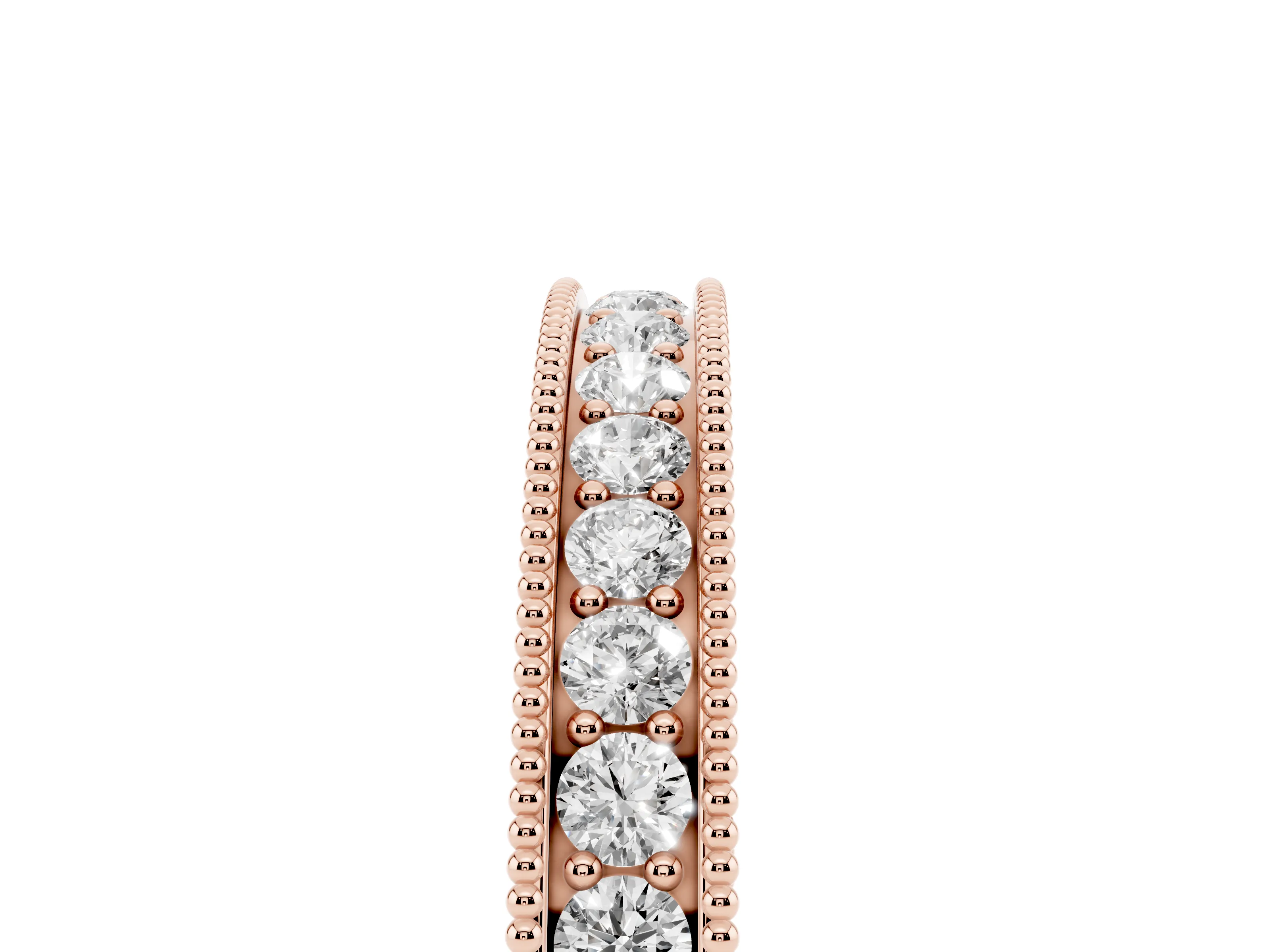 Round Diamond Channel Eternity Band Set in Rose gold with Milgrain Border and Smooth Channel Top