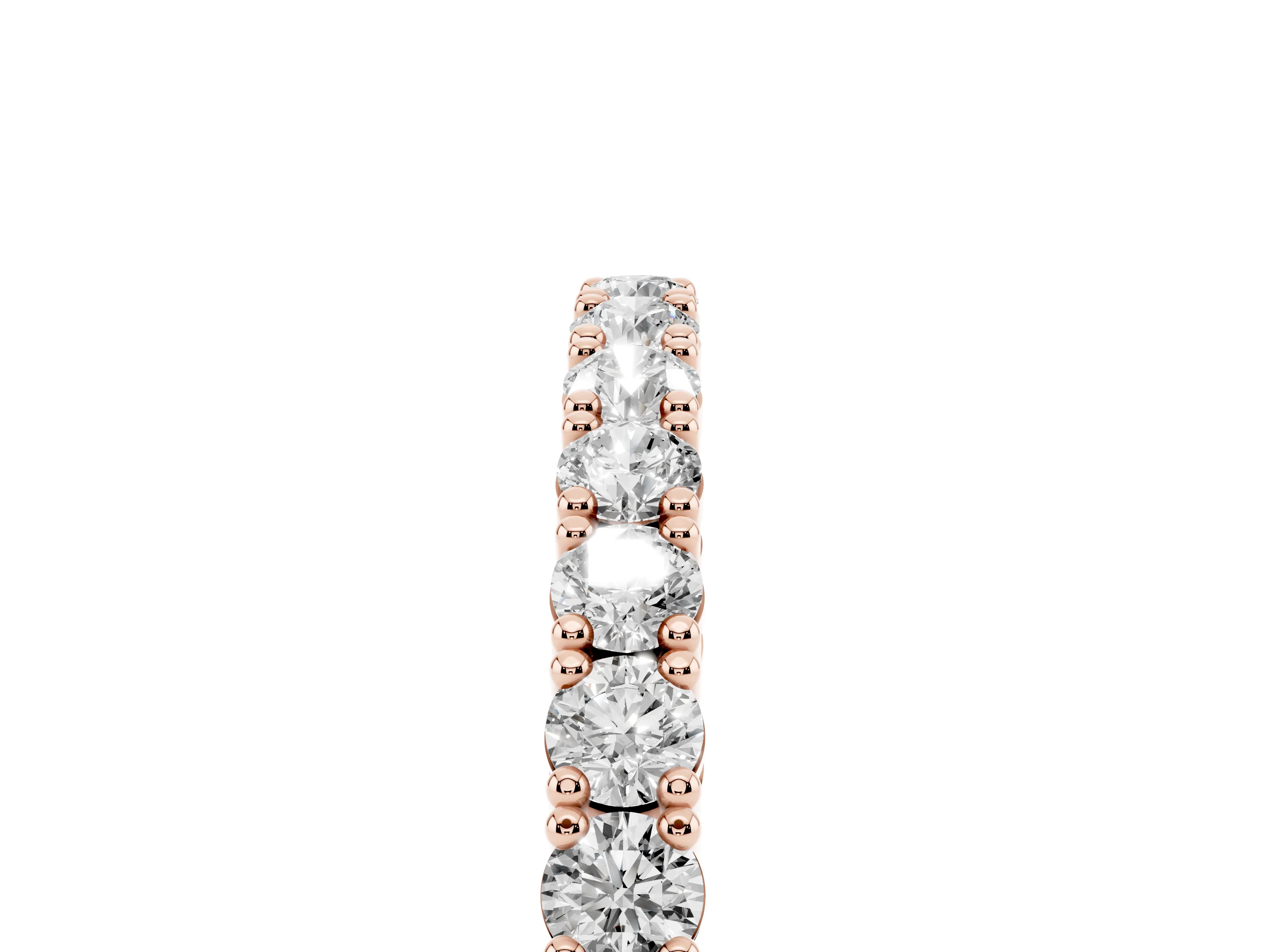 Round Diamond Half Eternity Band Set in Rose gold with Shared Prongs