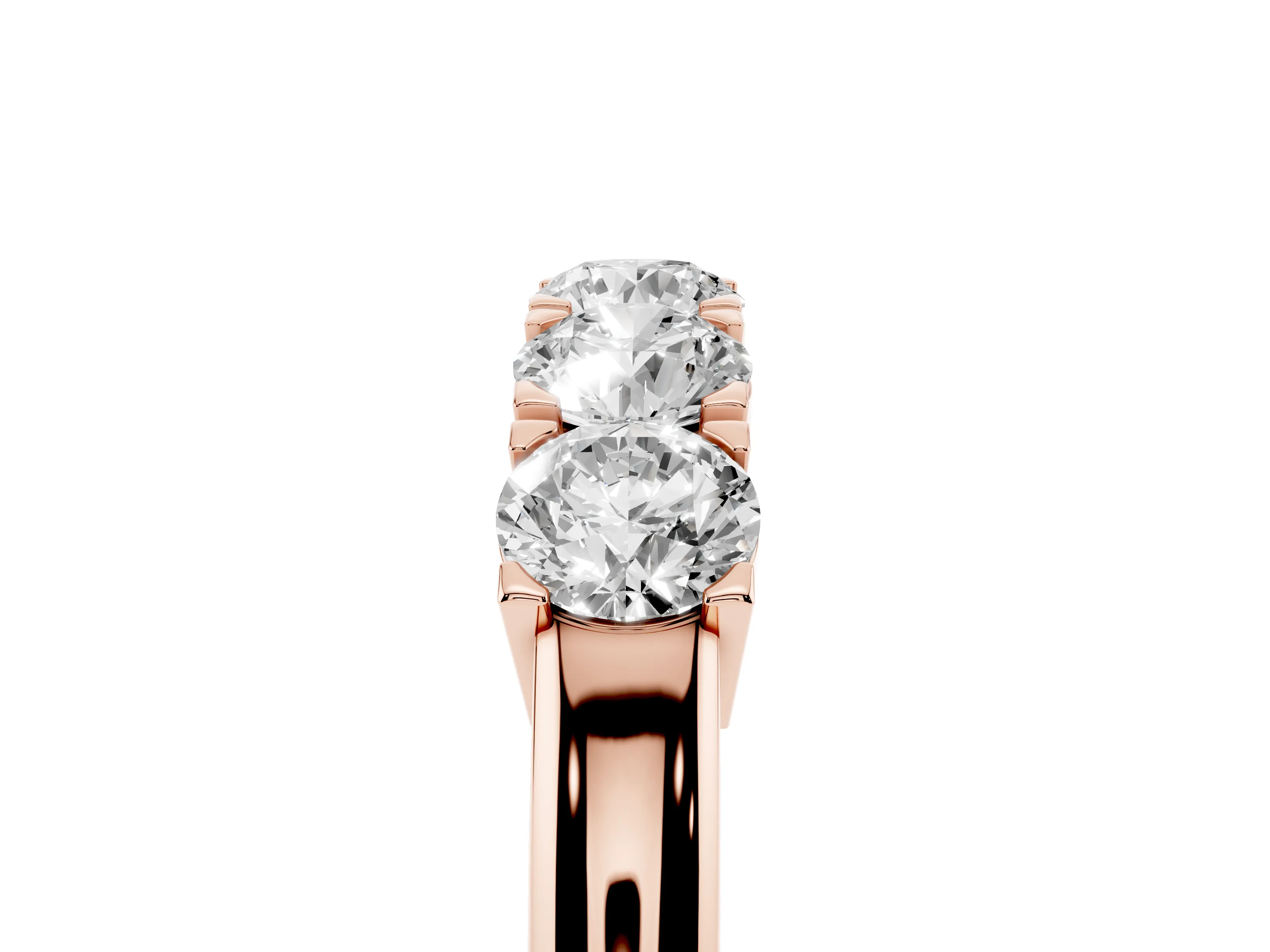 Five-Stone Round Diamond Aligned Row Band Set in Rose gold with Prong Setting