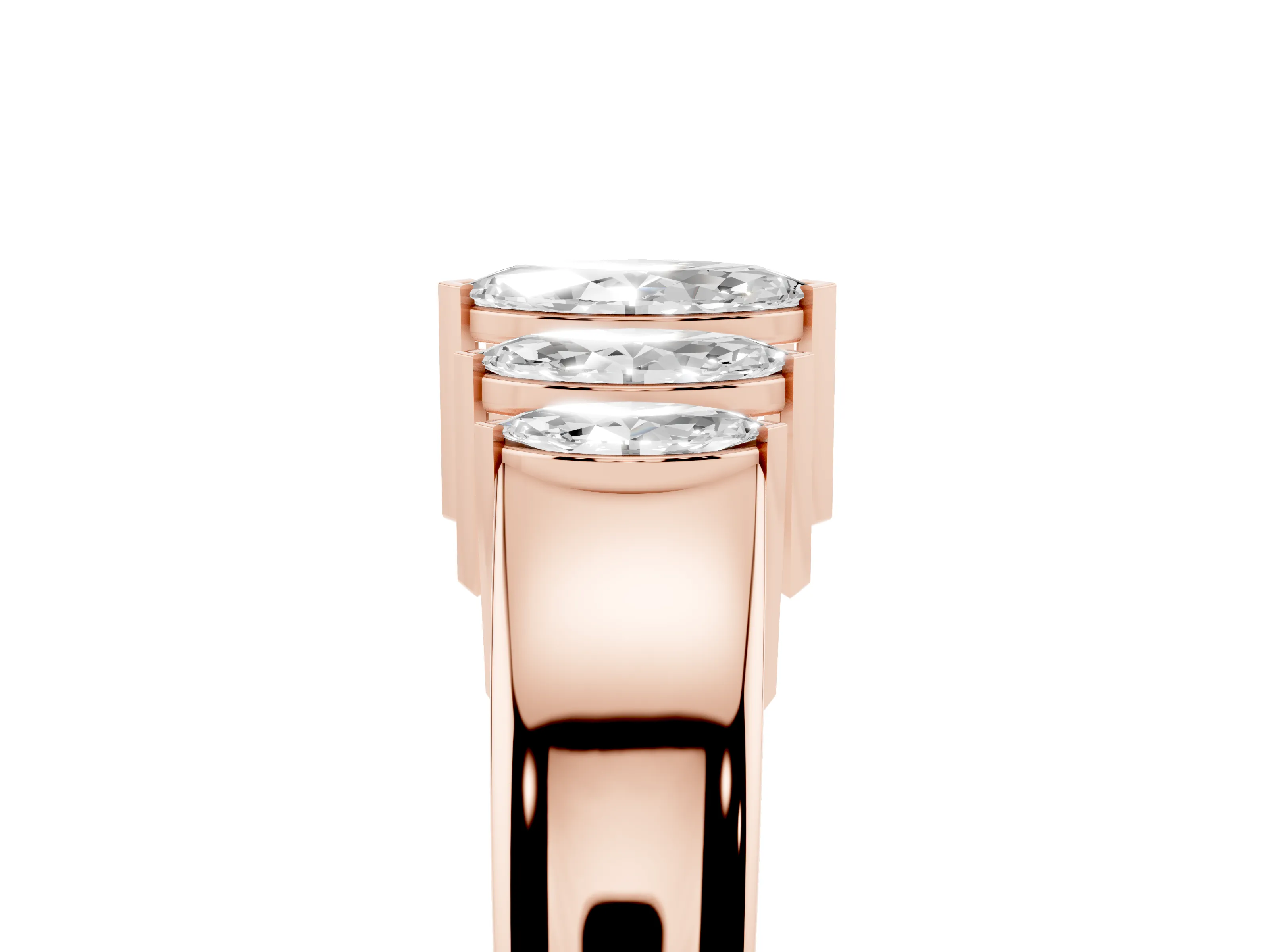 Marquise Diamond Five-Stone Band Set in Rose gold with Bar Setting